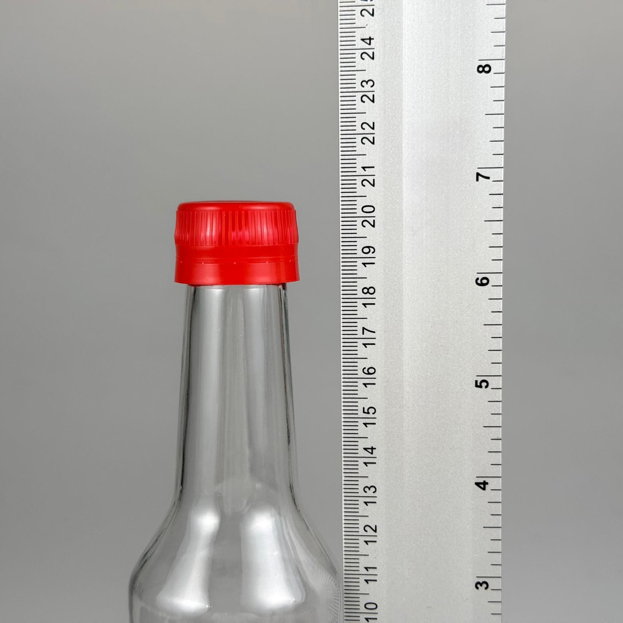 250 CC BOĞAZLI CAM ŞİŞE - KIRMIZI KİLİTLİ PLASTİK KAPAKLI - 250 ML BOŞ CAM ŞİŞE