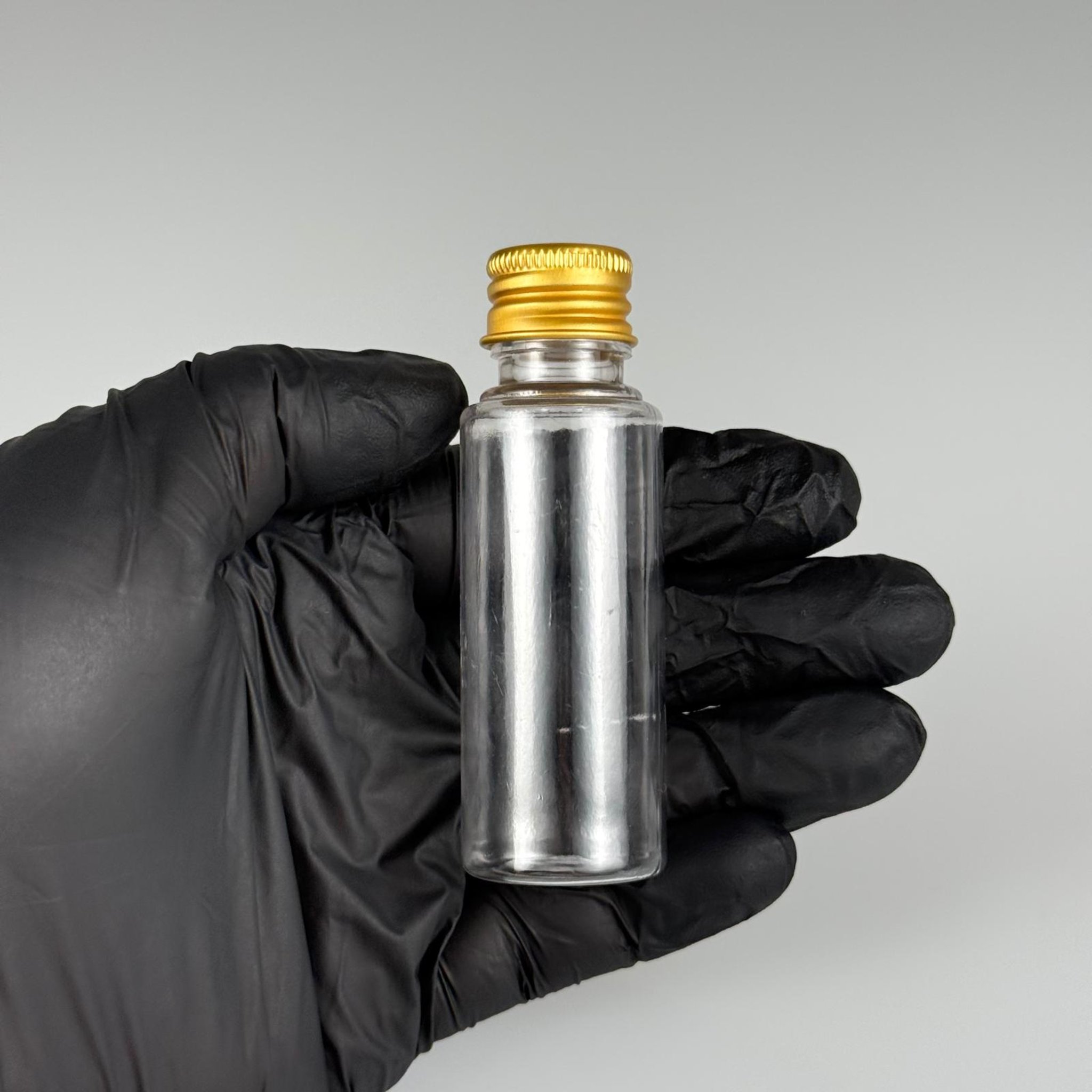 30 CC ŞEFFAF  PET SHOT ŞİŞE - KÖPÜK CONTALI GOLD ALÜMİNYUM METAL KAPAKLI + KÖR TIPALI TAKIM - 30 ML PLASTİK ŞİŞE
