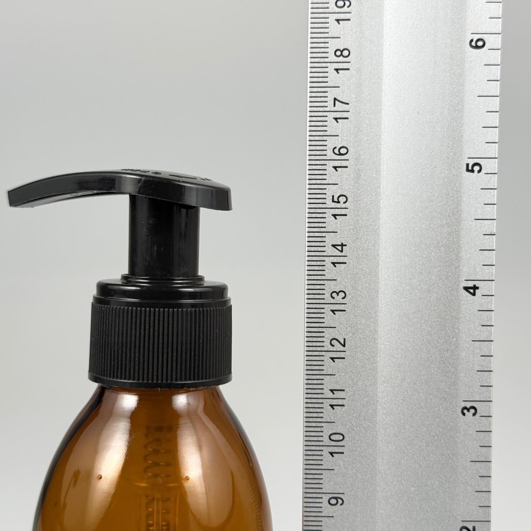 160 CC AMBER CAM ŞİŞE  - SİYAH PLASTİK SIVI SABUN POMPALI TAKIM - 160 ML CAM SIVI LOSYON, YAĞ ŞİŞELERİ