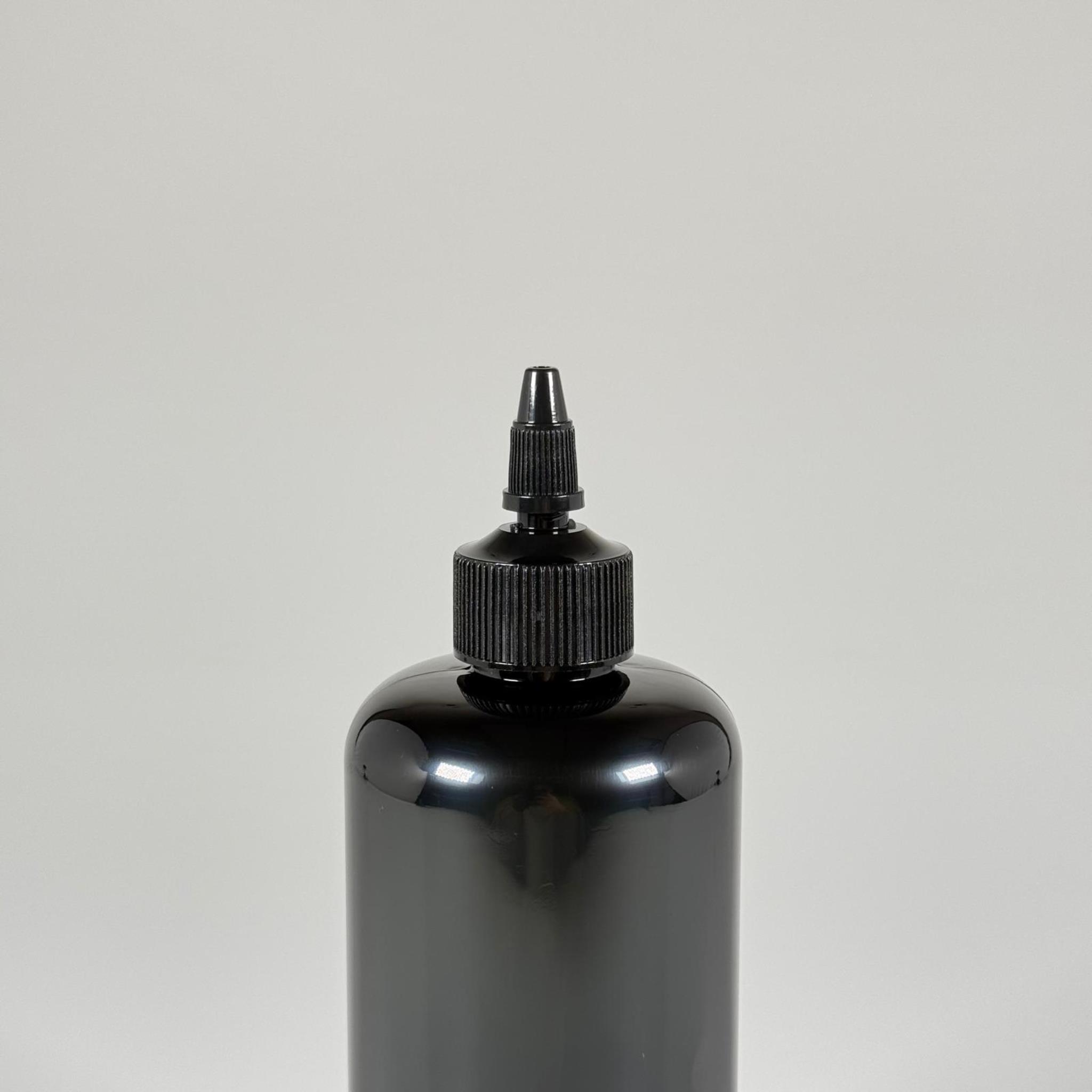 500 CC SİVRİ TWİST ASANSÖR KAPAKLI SİYAH SİLİNDİR DÜZ PET ŞİŞE - 0,5 LİTRE AKITICI SİYAH KAPAKLI PET ŞİŞE