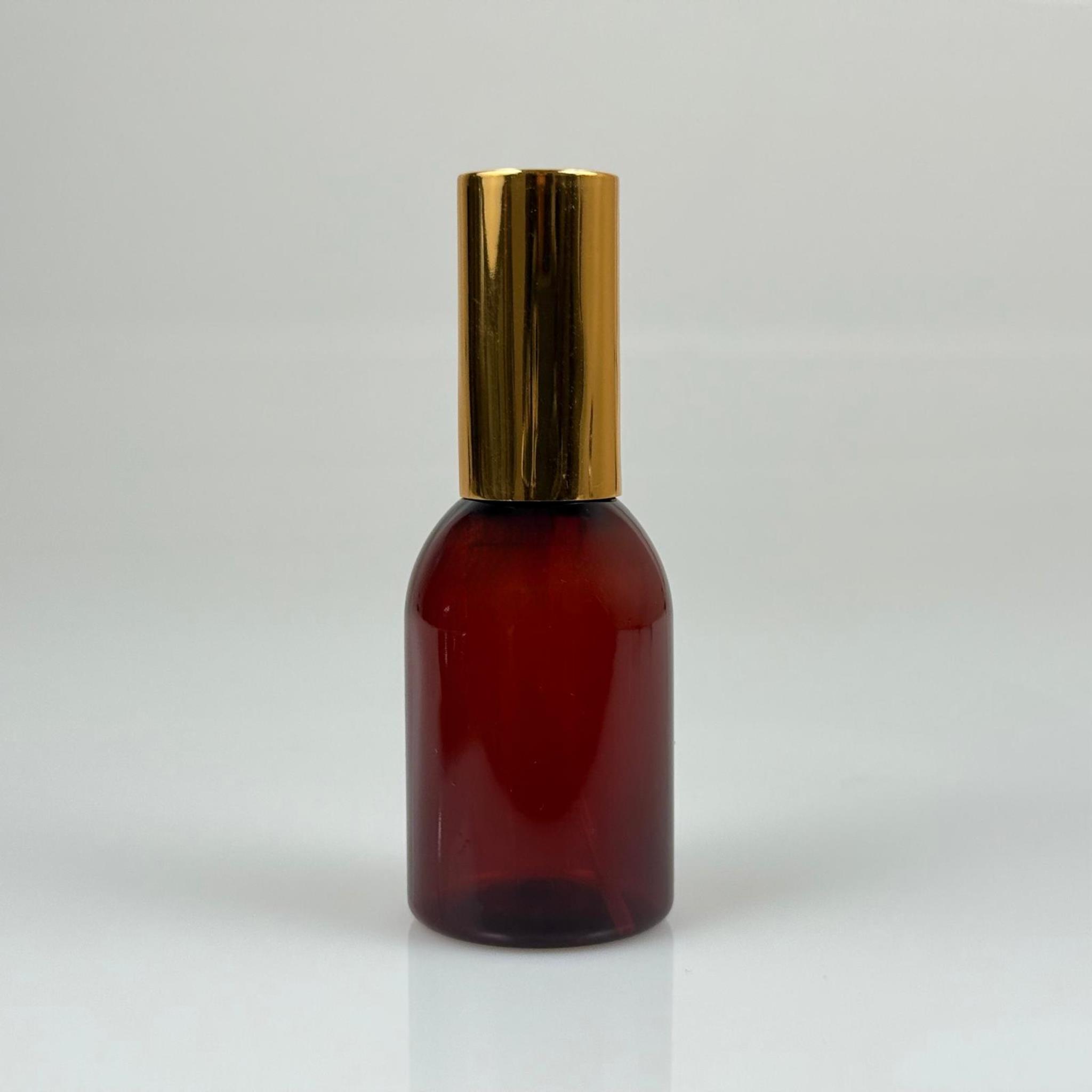 50 ML PET KOLONYA, PARFÜM VB ŞİŞELERİ - METAL ALÜMİNYUM GOLD KAPAK + VİDALI SPREY + 50 CC AMBER ŞİŞE SET TAKIM