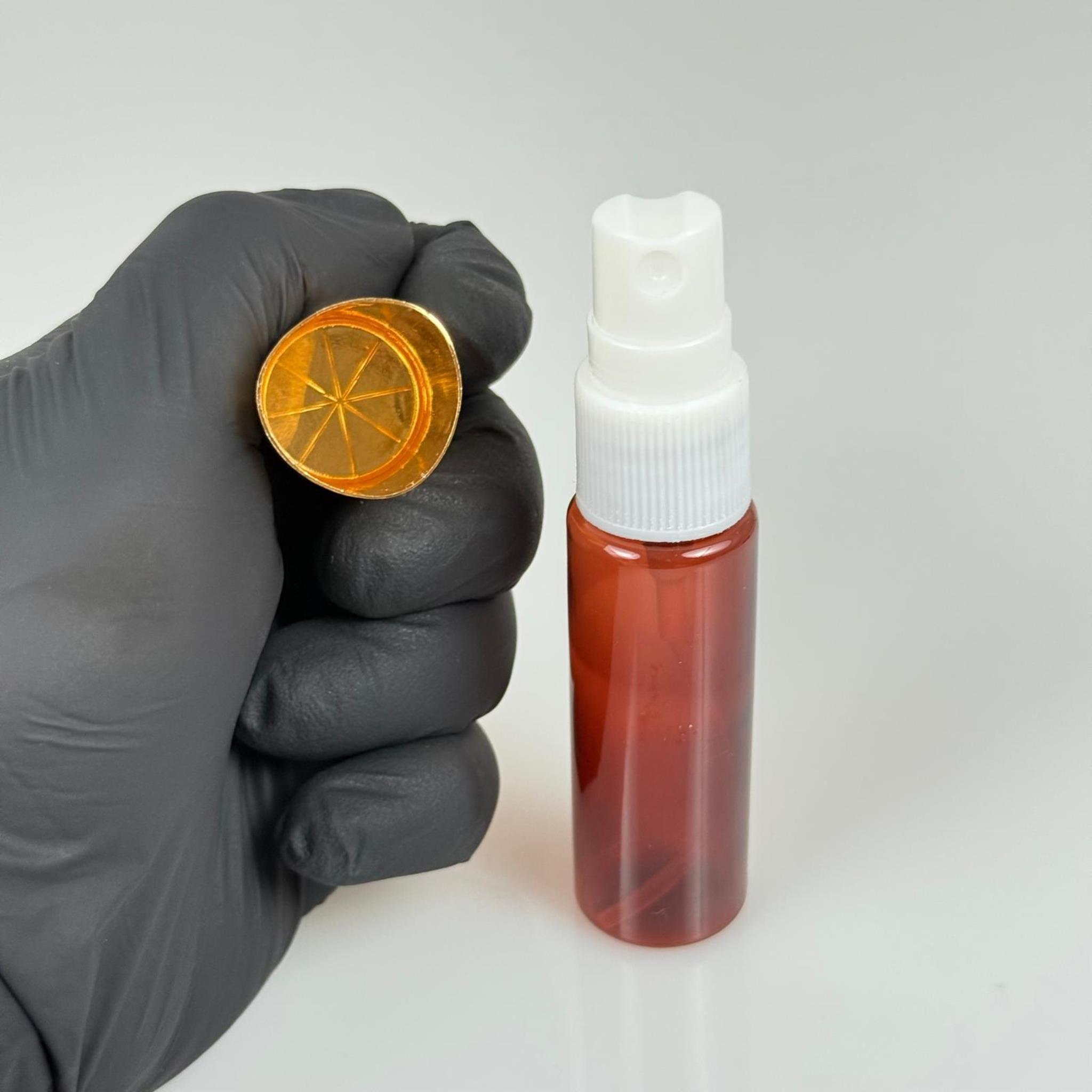 20 ML PET KOLONYA, PARFÜM VB ŞİŞELERİ - METAL ALÜMİNYUM GOLD KAPAK + VİDALI SPREY + 20 CC AMBER SHOT ŞİŞE SET TAKIM