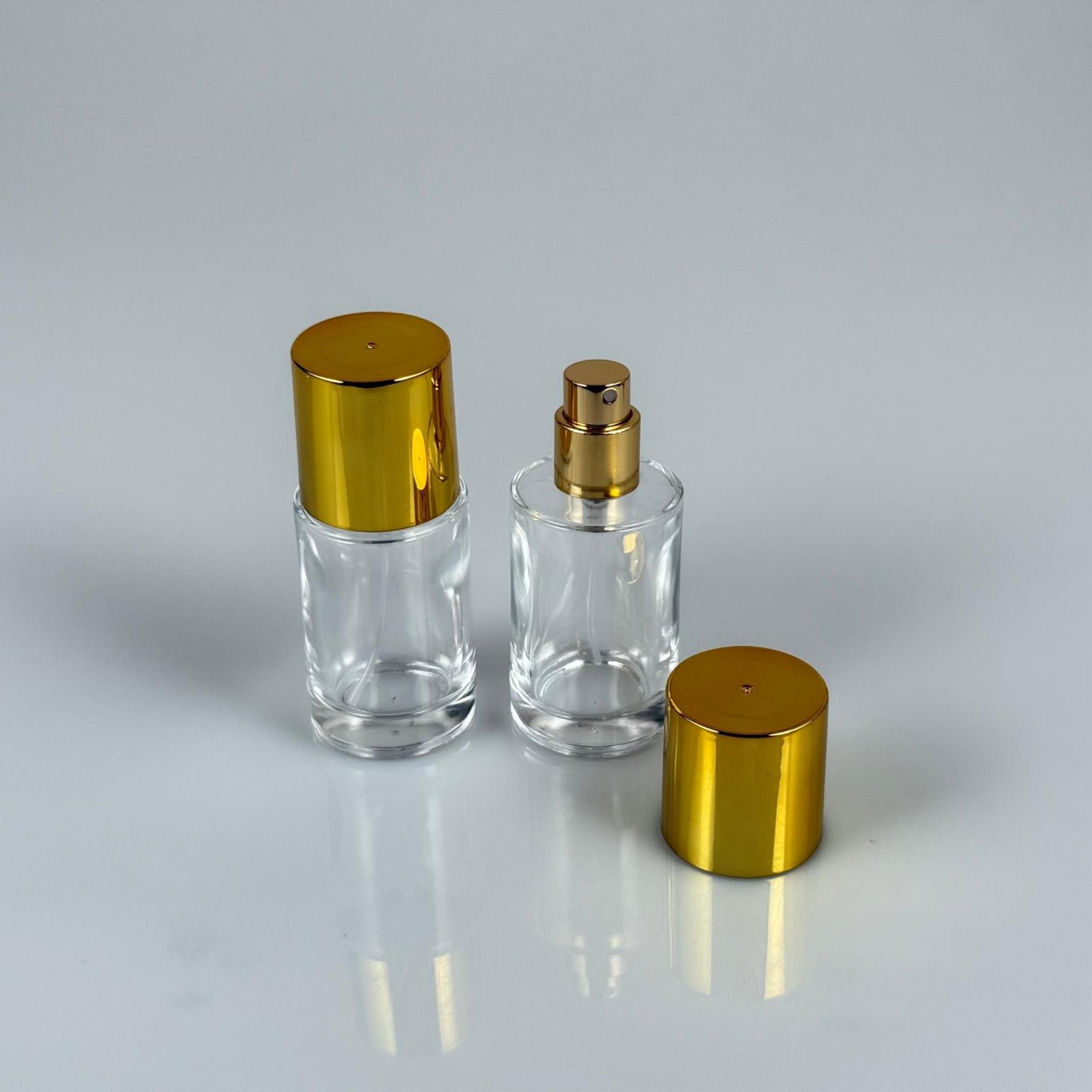 30 ML SİLİNDİR MODEL SAVAGE PARFÜM ŞİŞESİ - GOLD METAL SPREYLİ + GOLD GENİŞ KAPAKLI (AĞIZ 15 MM GEÇME KOLAY KAPAMA)