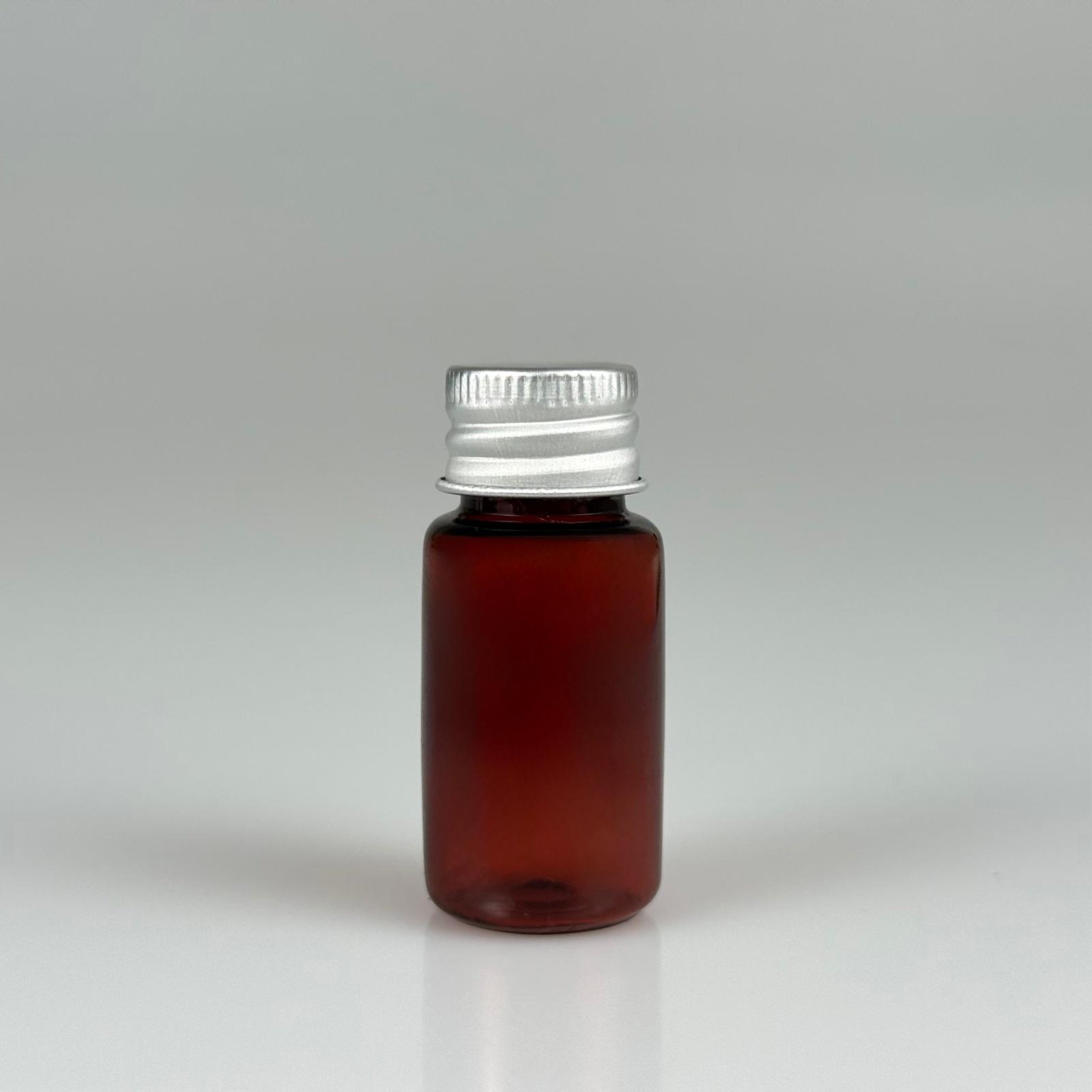 10 CC AMBER PET SHOT ŞİŞE - KÖPÜK CONTALI GÜMÜŞ ALÜMİNYUM METAL KAPAKLI TAKIM - 10 ML KAHVERENGİ PLASTİK ŞİŞE