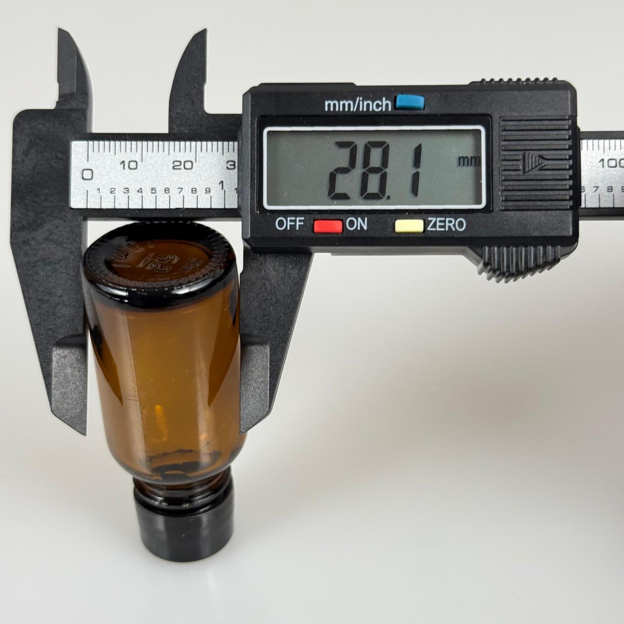 15 ML AMBER CAM ŞİŞE + CONTALI SİYAH KAPAK - 15 CC KAPAKLI CAM ŞİŞE