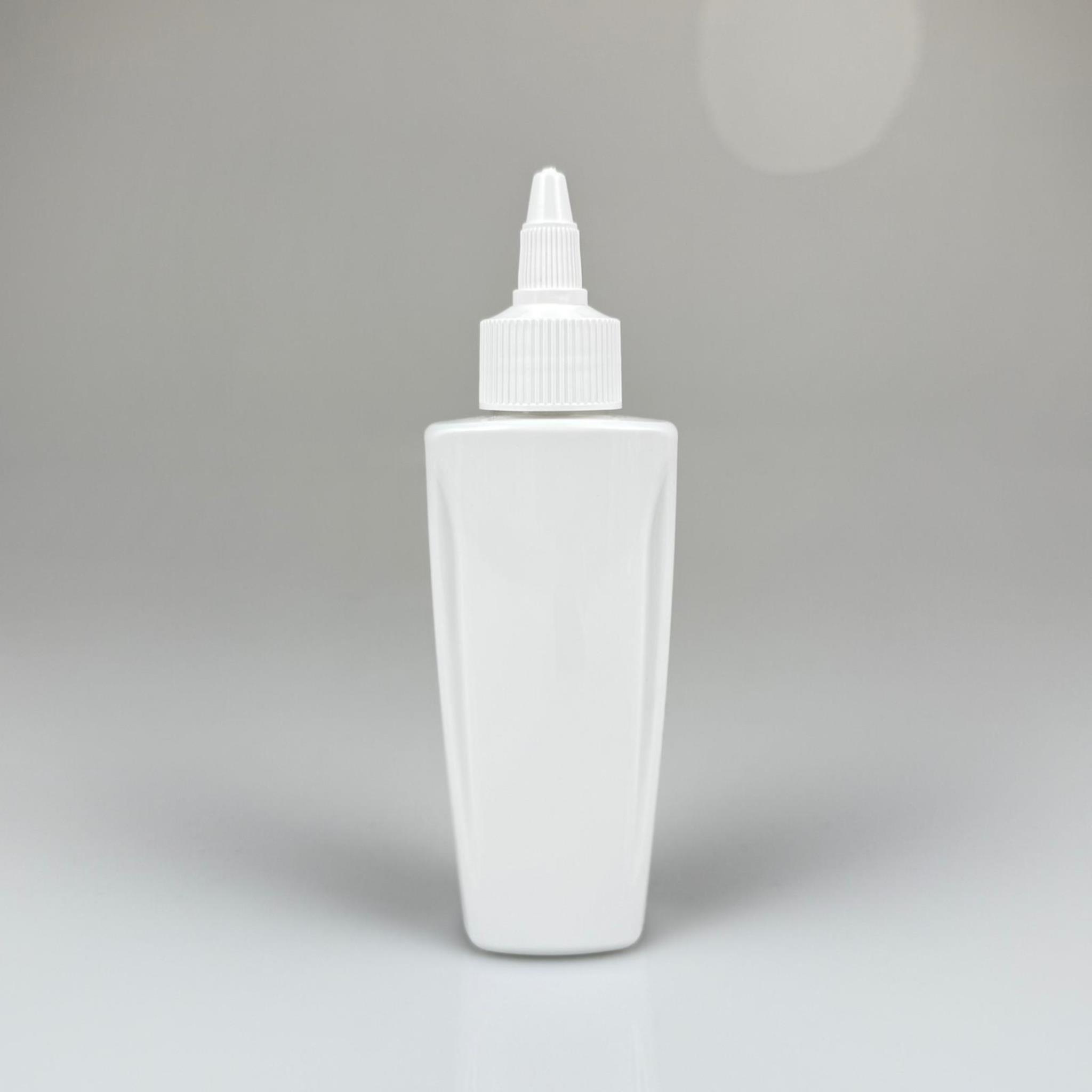 YAĞ, SOS, ACI SOS, SİRKE, SRIRACHA, MÜREKKEP, TUTKAL AKITICI VB BOŞ ŞİŞELERİ - BEYAZ SİVRİ TWİST AKITICI KAPAK + 100 ML YASSI BEYAZ SERT PET PLASTİK ŞİŞE TAKIM