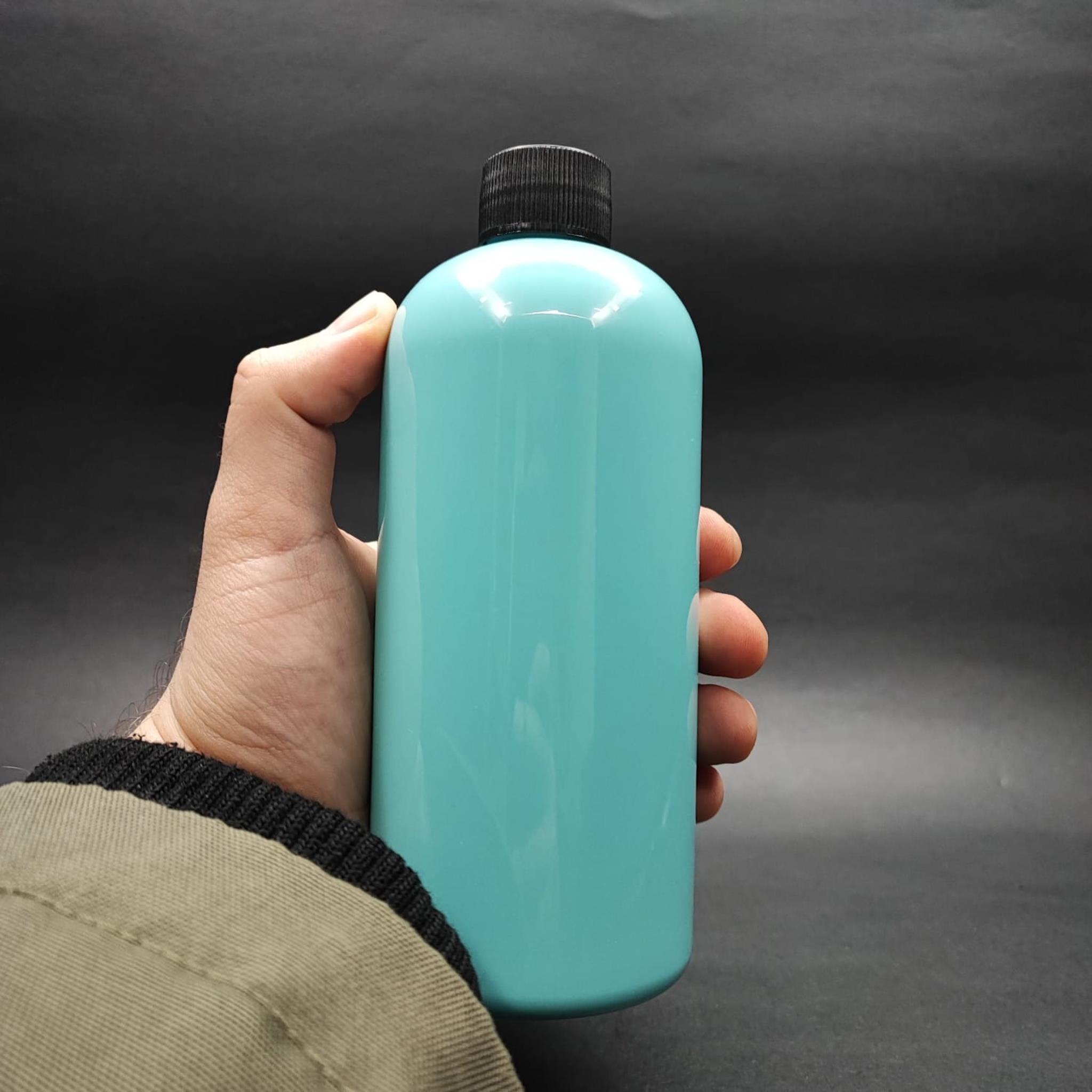 400 CC OVAL BOYUNLU SİLİNDİR PET ŞİŞE (30 GR) - CONTALI SİYAH KAPAKLI - 400 ML PLASTİK ŞİŞE - TURKUAZ
