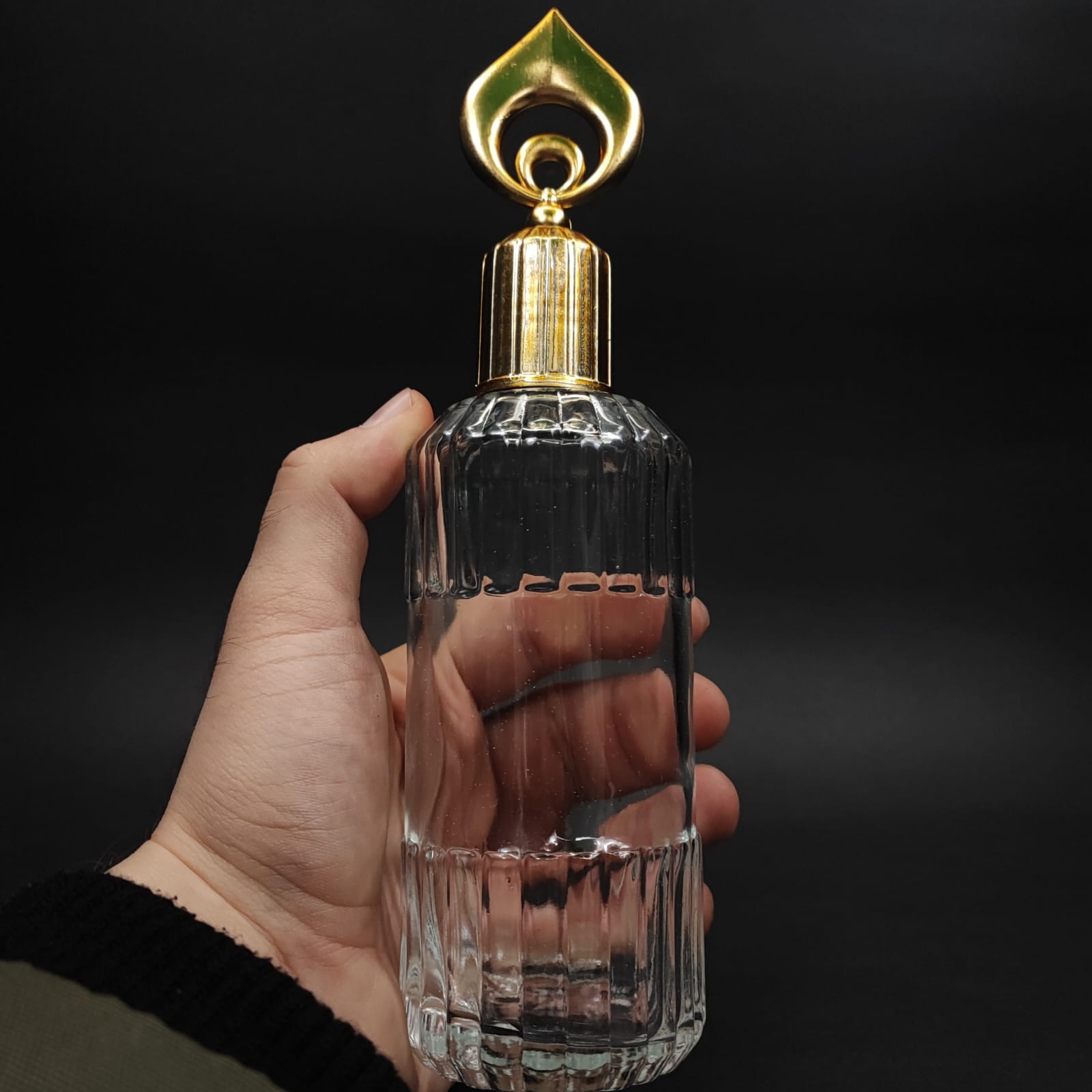 200 CC SİLİNDİR ZÜMRÜT MODEL CAM KOLONYA ŞİŞE - GOLD HİLAL KAPAKLI + TIPALI - 200 ML ZÜMRÜT CAM KOLONYA ŞİŞELERİ