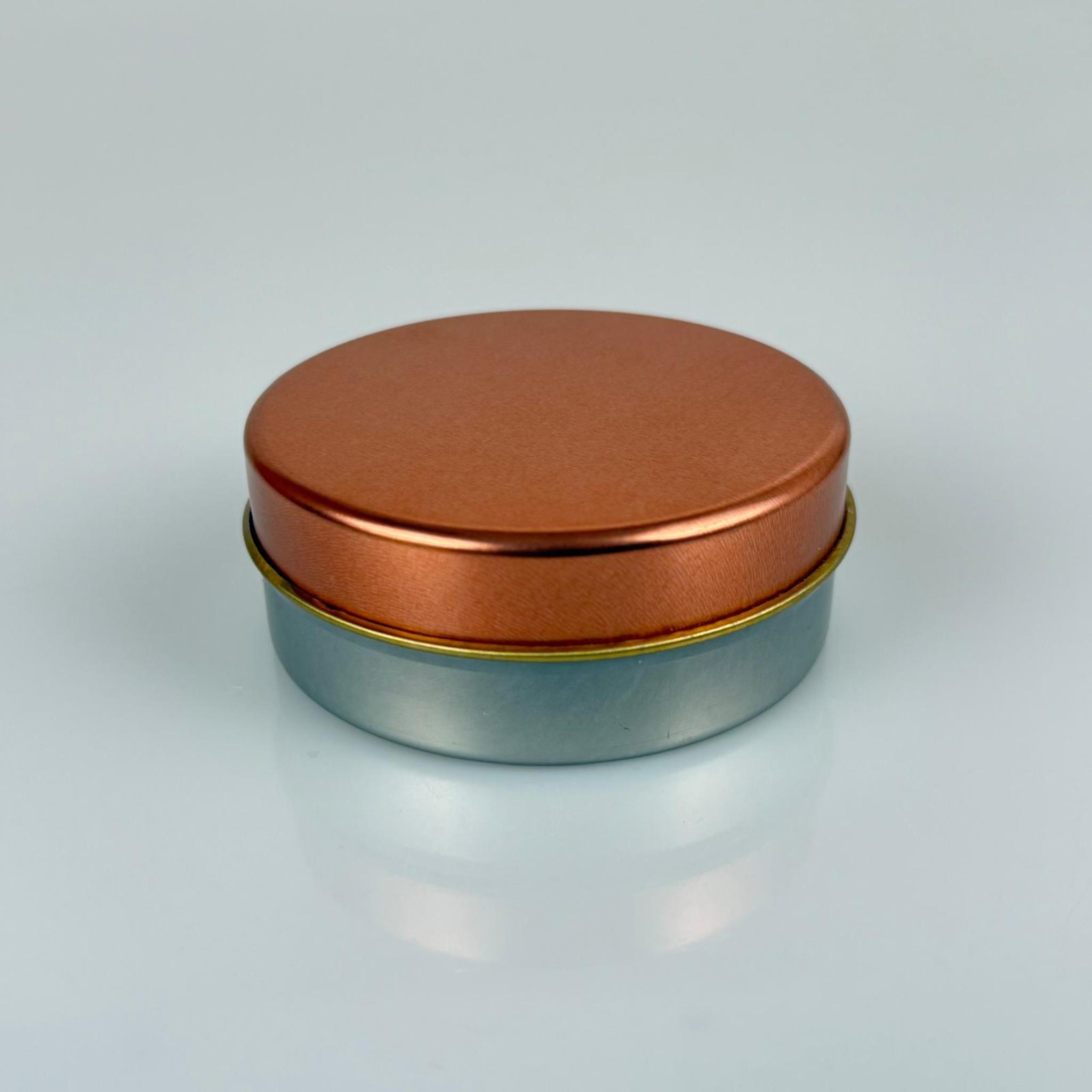 100 CC TENEKE KUTU - GÜMÜŞ - ROSE KAPAKLI - METAL AMBALAJ - MUM TENEKESİ 77 X 28 MM