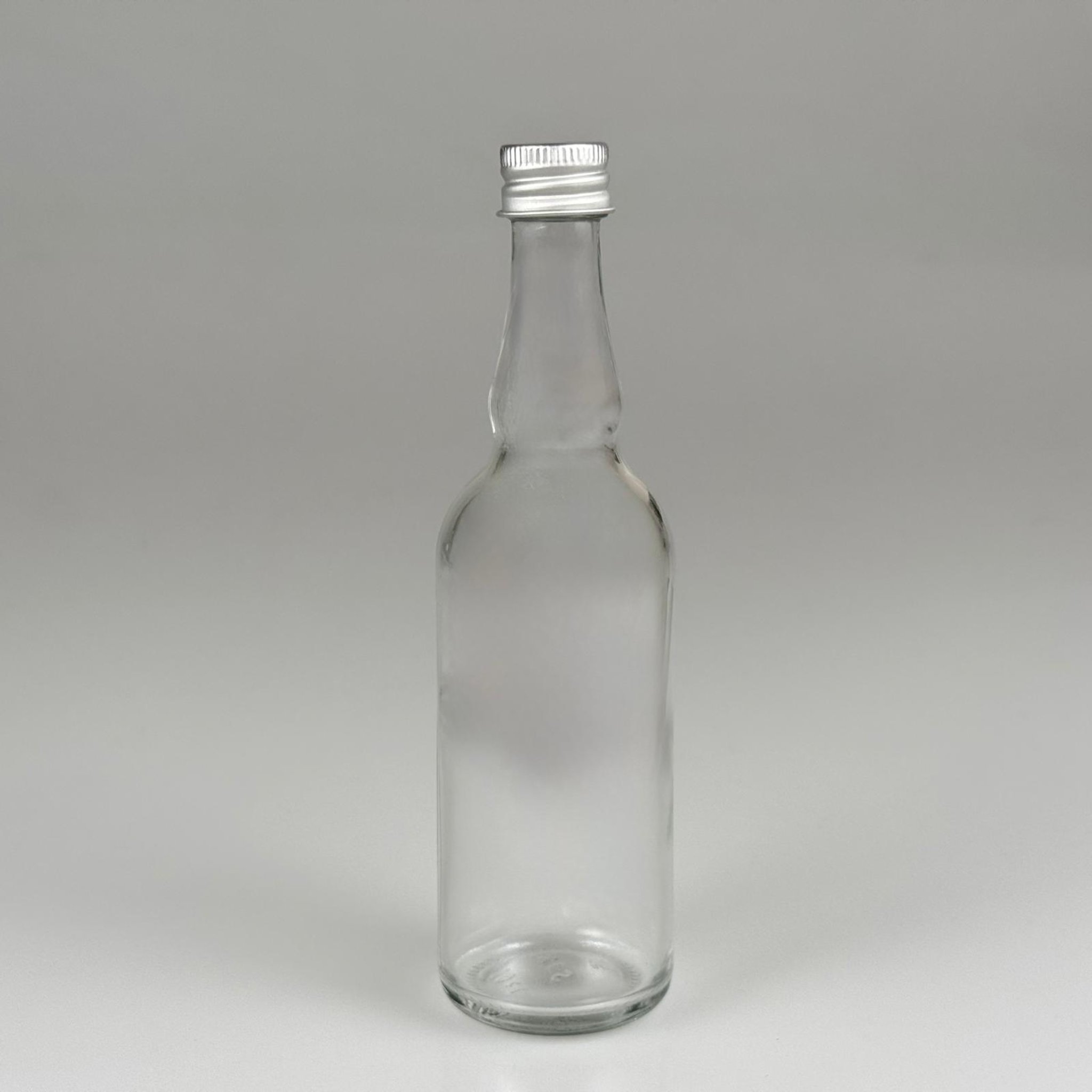 100 CC ŞEFFAF CAM BOĞUMLU SOS ŞİŞESİ + GÜMÜŞ ALÜMİNYUM METAL KAPAKLI TAKIM - 100 ML SOS ŞİŞESİ