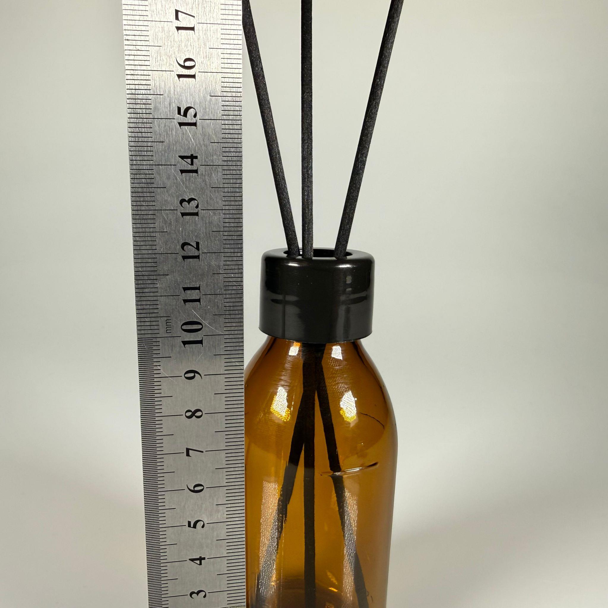 125 CC AMBER CAM BAMBU ODA KOKUSU ŞİŞESİ - 125 ML ÇUBUKLU BAMBU ODA KOKUSU ŞİŞESİ - DİFÜZÖR ŞİŞE- CAM ŞİŞE + SİYAH VİDALI KAPAK + KÖR TIPA + 3 ADET FİBER SİYAH BAMBU ÇUBUK