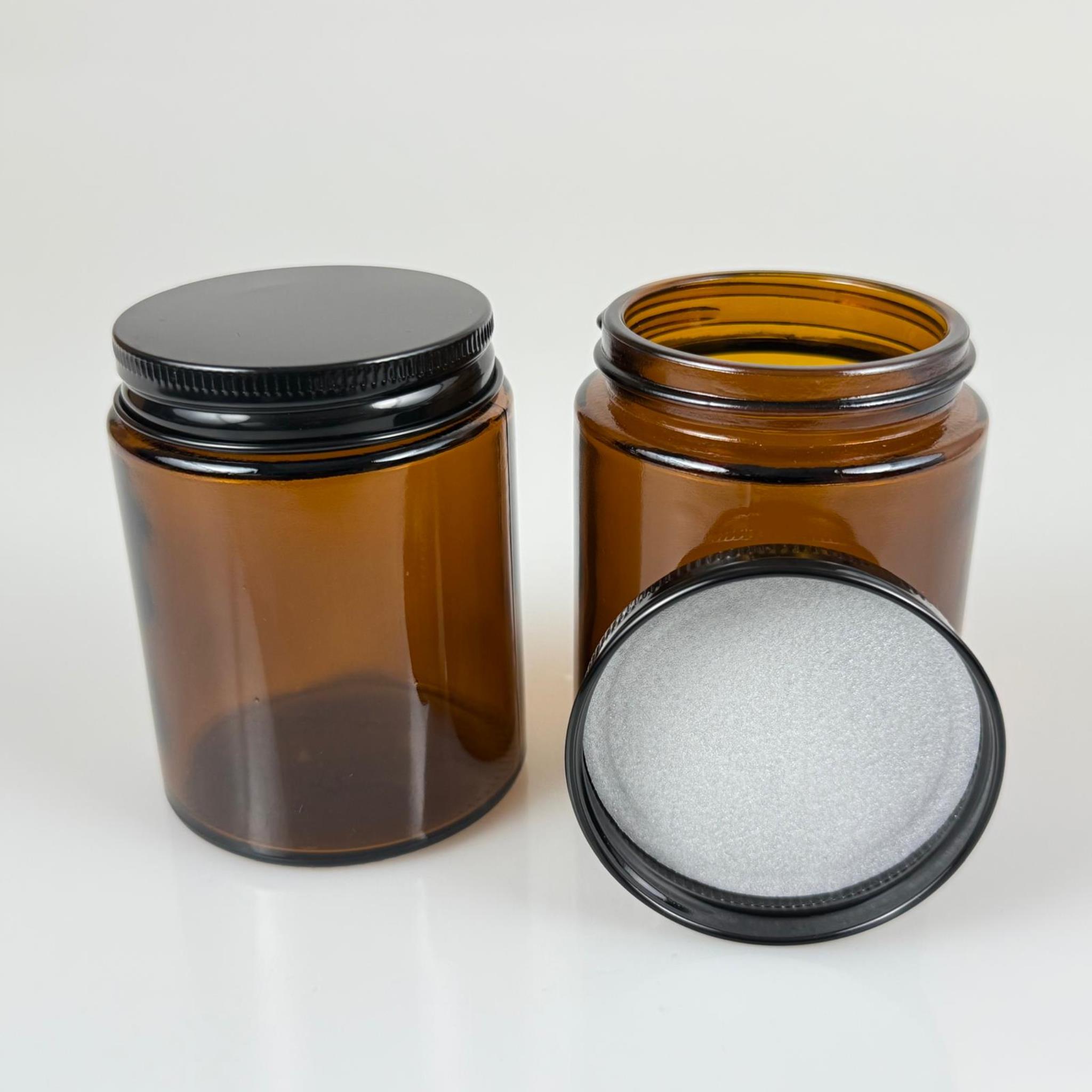 150 CC CAM AMBER KREM KAVANOZU - KÖPÜK CONTALI SIZDIRMAZ SİYAH METAL KAPAKLI  - 150 ML KAHVERENGİ KREM KAVANOZU - AMBER MUM KAVANOZU - MEDİKAL KAVANOZ - ORJİNAL AMBER (BOYAMA DEĞİL)