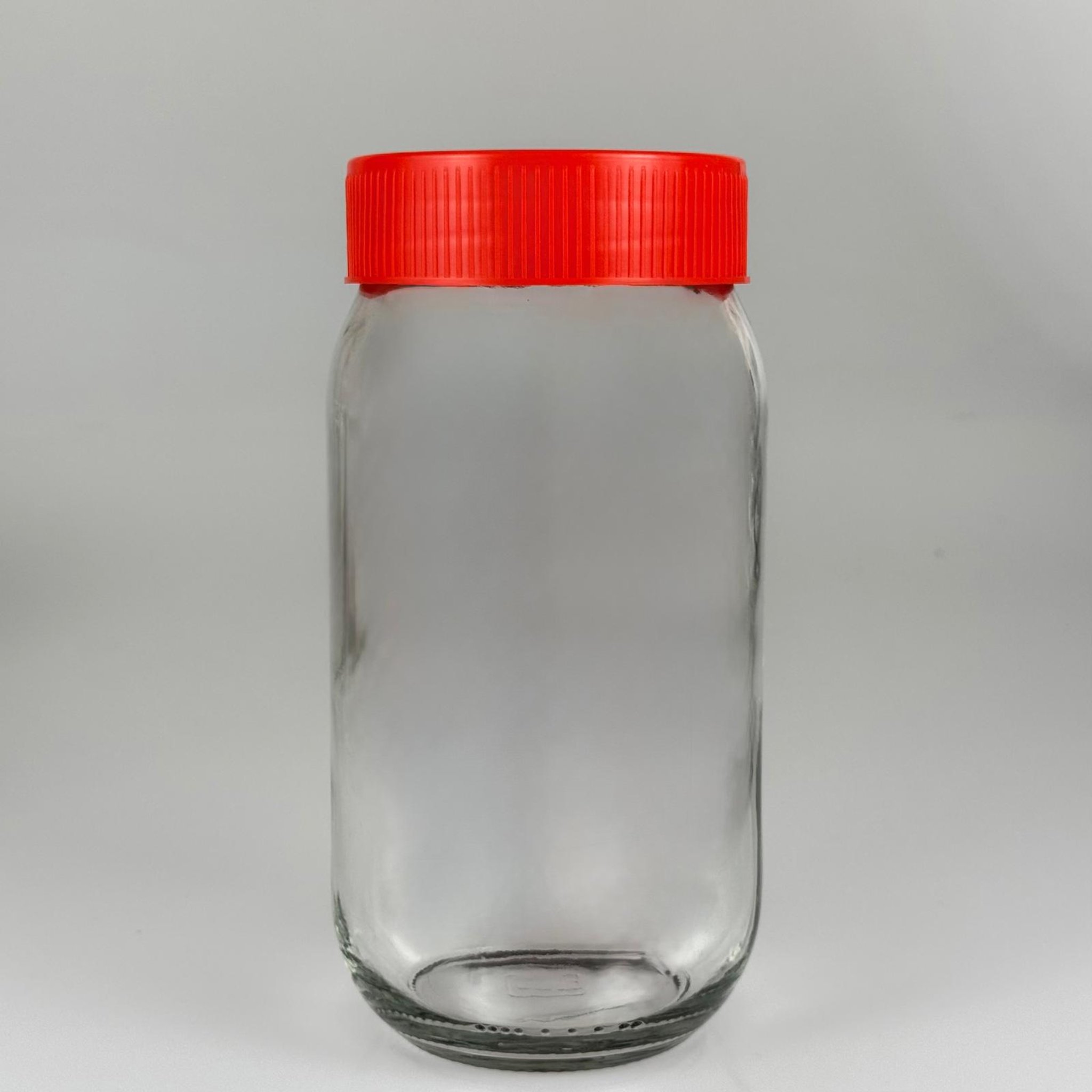 1000 CC CAM KAVANOZ - KIRMIZI DERİN PLASTİK KAPAKLI - 1000 ML CAM KONSERVE KAVANOZLARI
