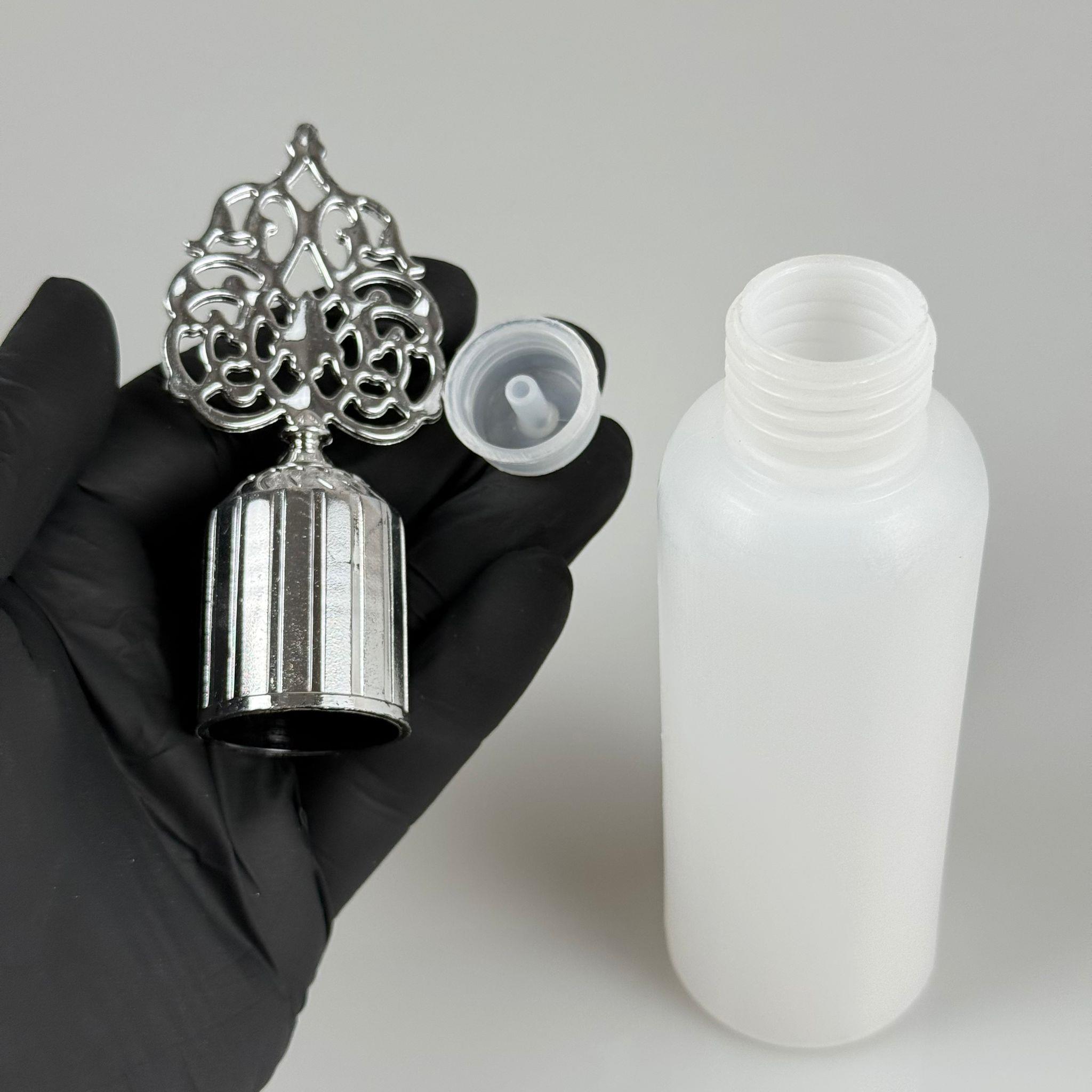 100 CC NATÜREL SERT POLİETİLEN ŞİŞE + GÜMÜŞ OSMANLI KAPAK  ( 24 MM ) + PLASTİK TIPALI - 100 ML SERT POLİETİLEN KOLONYA ŞİŞESİ