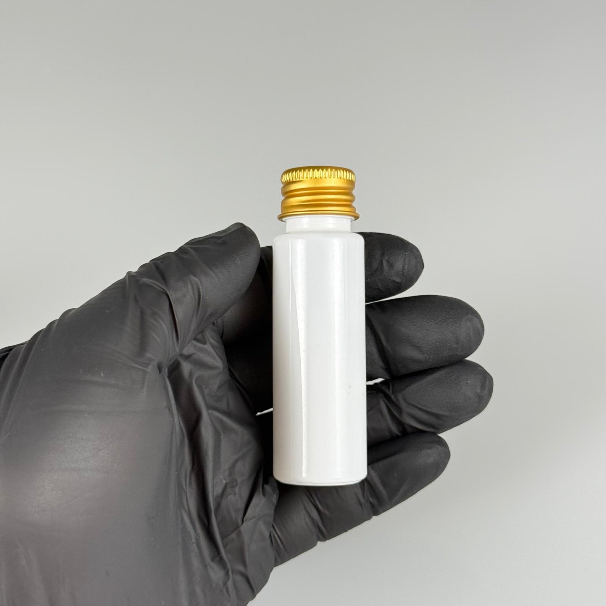 20 CC BEYAZ PET SHOT ŞİŞE - KÖPÜK CONTALI GOLD ALÜMİNYUM METAL KAPAKLI TAKIM - 20 ML PLASTİK ŞİŞE