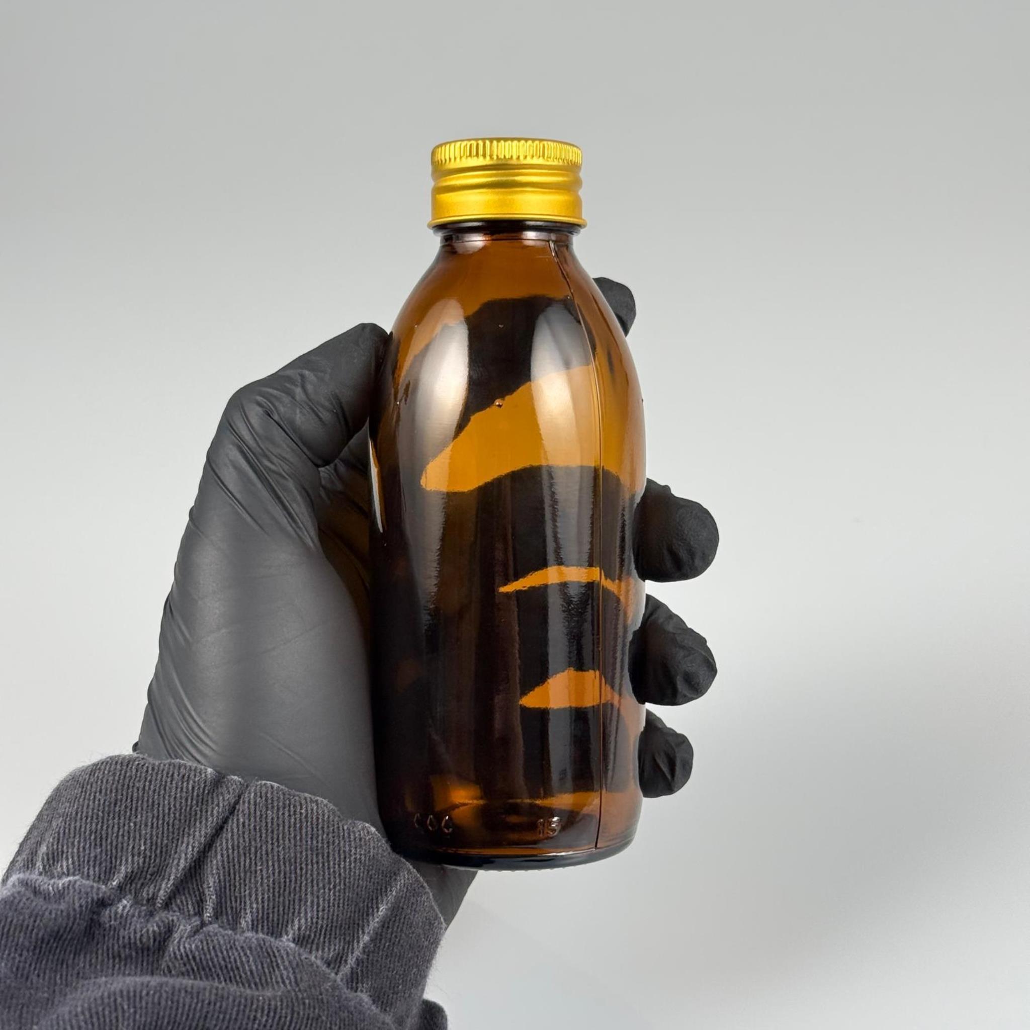 160 CC AMBER CAM ŞİŞE - GOLD METAL ALÜMİNYUM KAPAKLI - 160 ML CAM ŞİŞE - KAHVERENGİ ECZA ŞİŞESİ