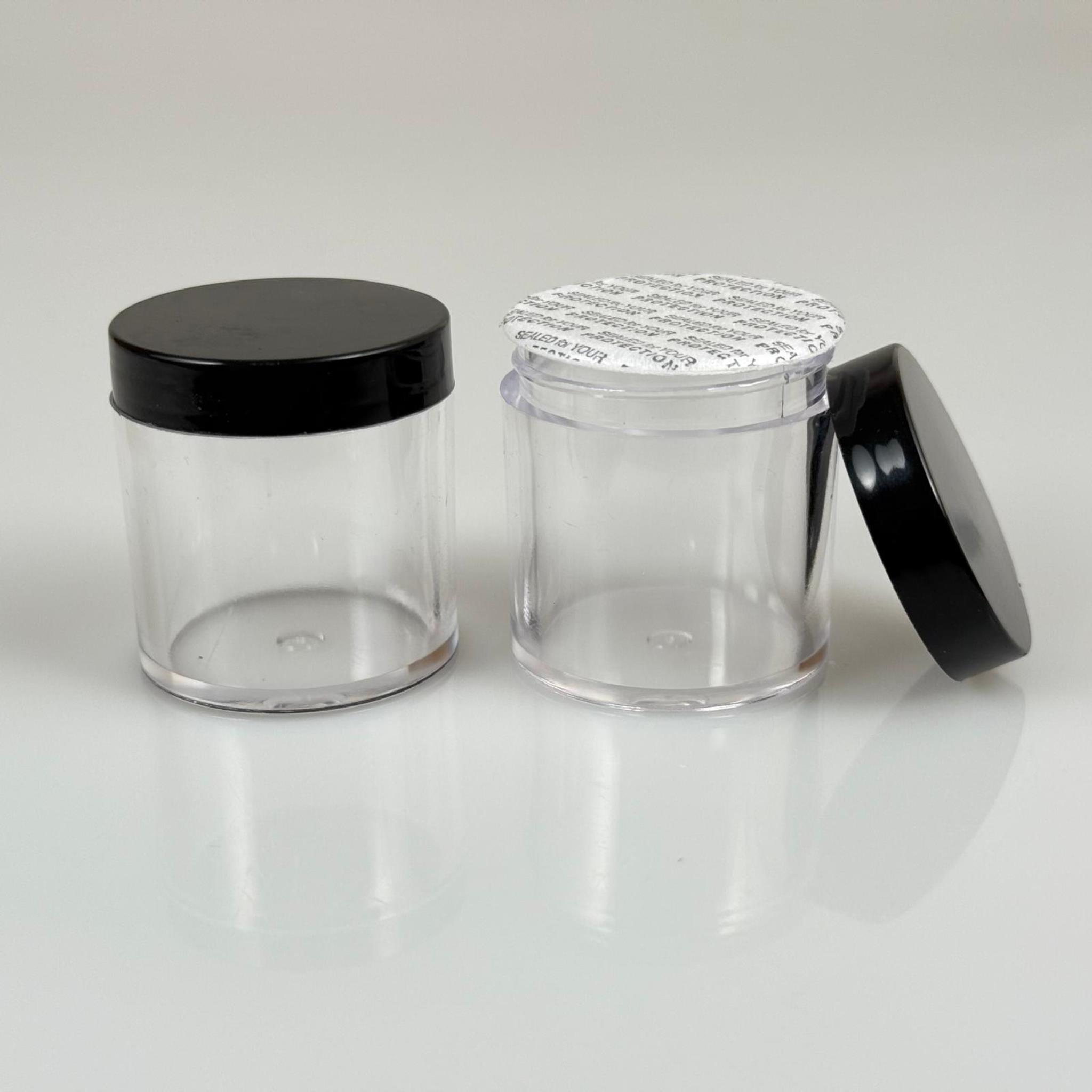 30 CC KRİSTAL KAVANOZ - SİYAH KAPAKLI + KENDİNDEN YAPIŞKANLI KÖPÜK CONTALI - 30 ML KREM KAVANOZ KALIN ŞEFFAF PLASTİK MİKA AKRİLİK