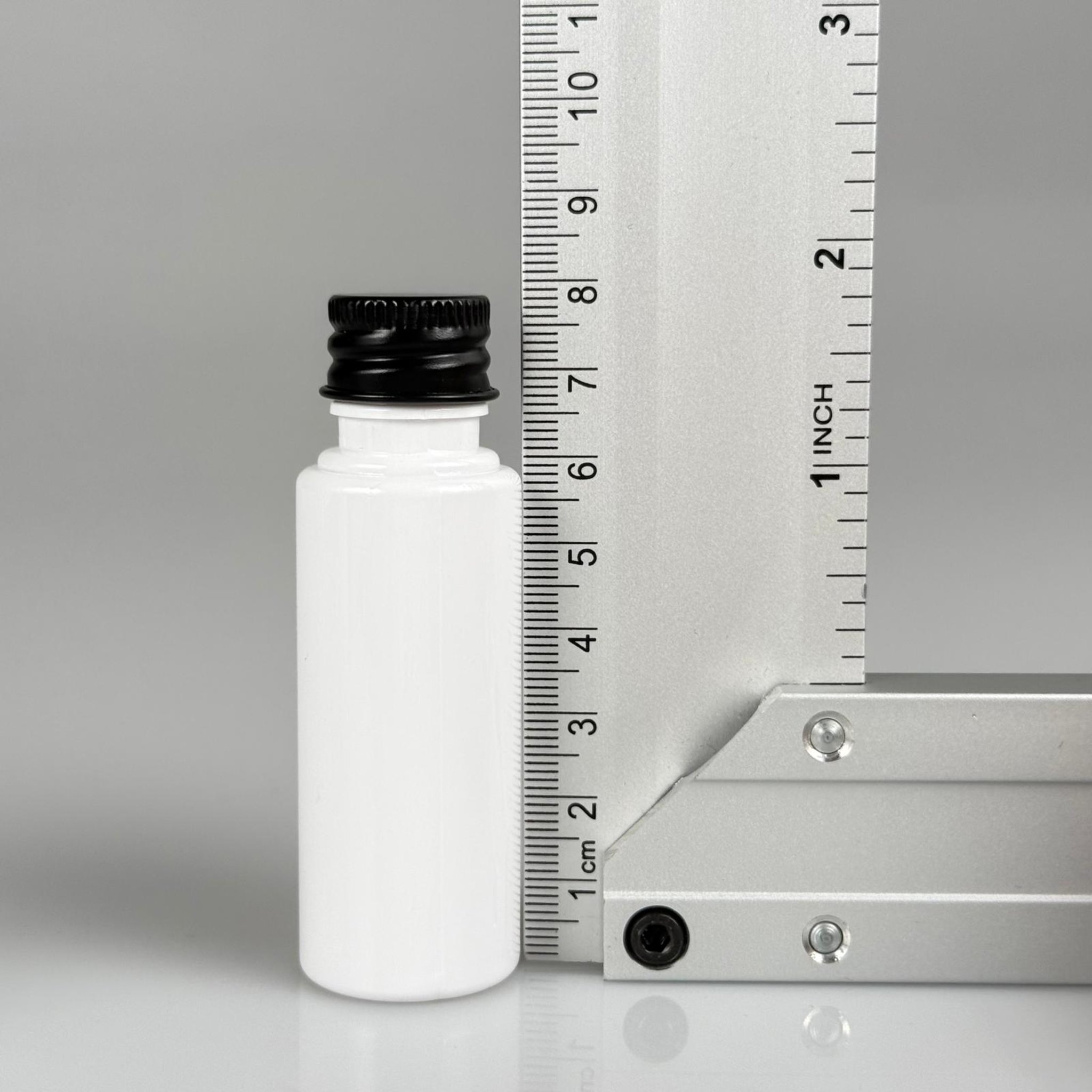 30 CC BEYAZ PET SHOT ŞİŞE - KÖPÜK CONTALI SİYAH ALÜMİNYUM METAL KAPAKLI + KÖR TIPALI TAKIM - 30 ML PLASTİK ŞİŞE