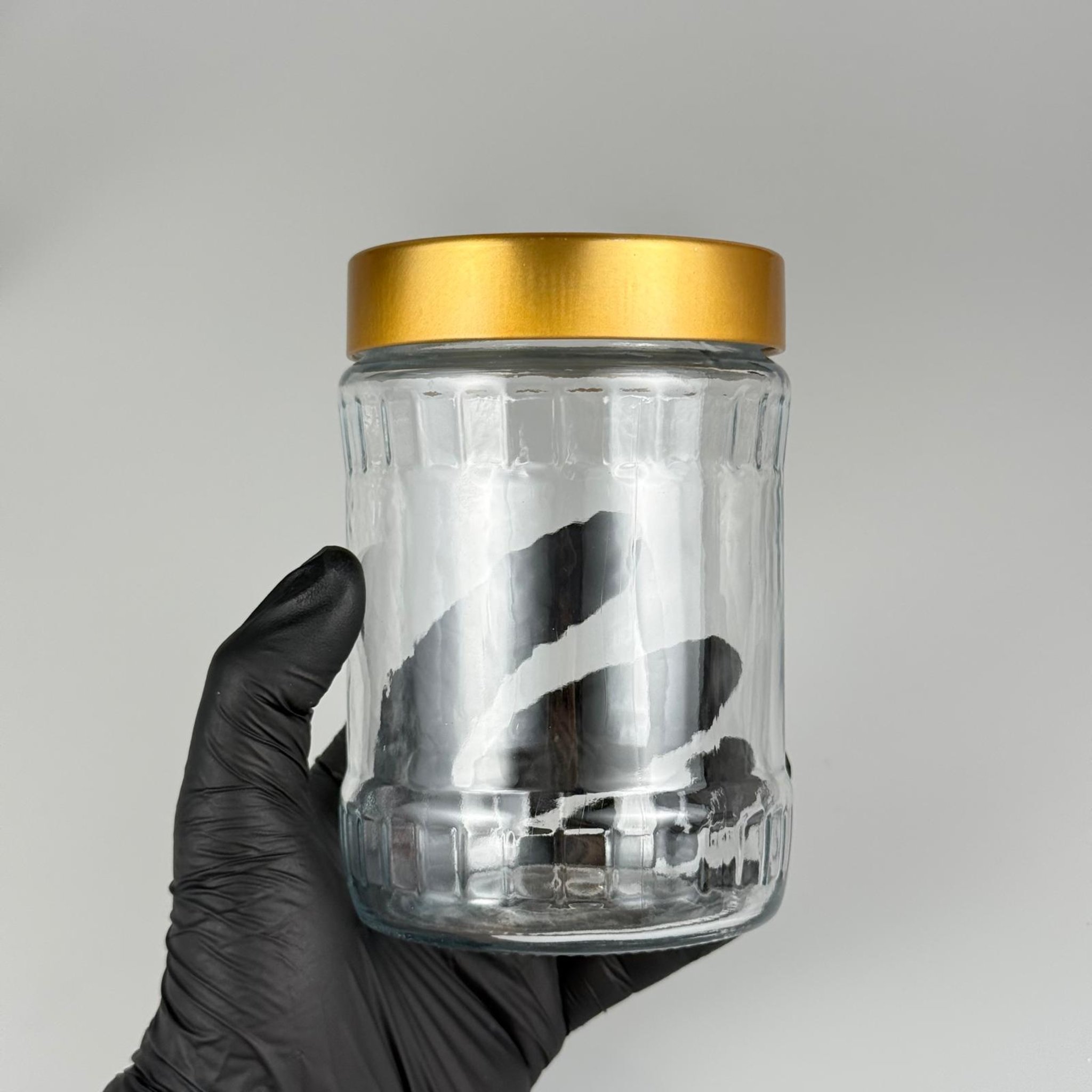 580 CC FASİT CAM KAVANOZ - GOLD DERİN LÜX METAL KAPAKLI  - 580 ML AKILLI KAPAKLI FACET CAM KAVANOZ