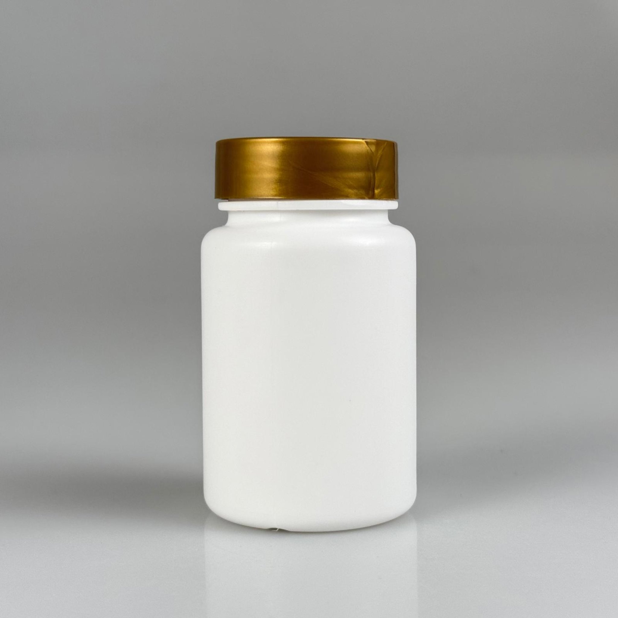 100 CC BEYAZ SERT POLİETİLEN ŞİŞE + GOLD PLASTİK KAPAKLI - 100 ML POLİETİLEN ŞİŞE
