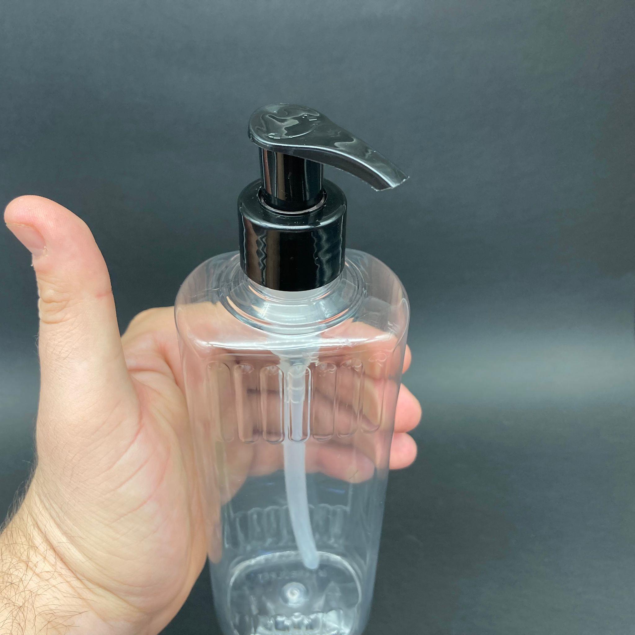 400 CC YASSI MODEL PET ŞİŞE - SİYAH POMPALI  - 400 ML PLASTİK POMPALI ŞİŞE