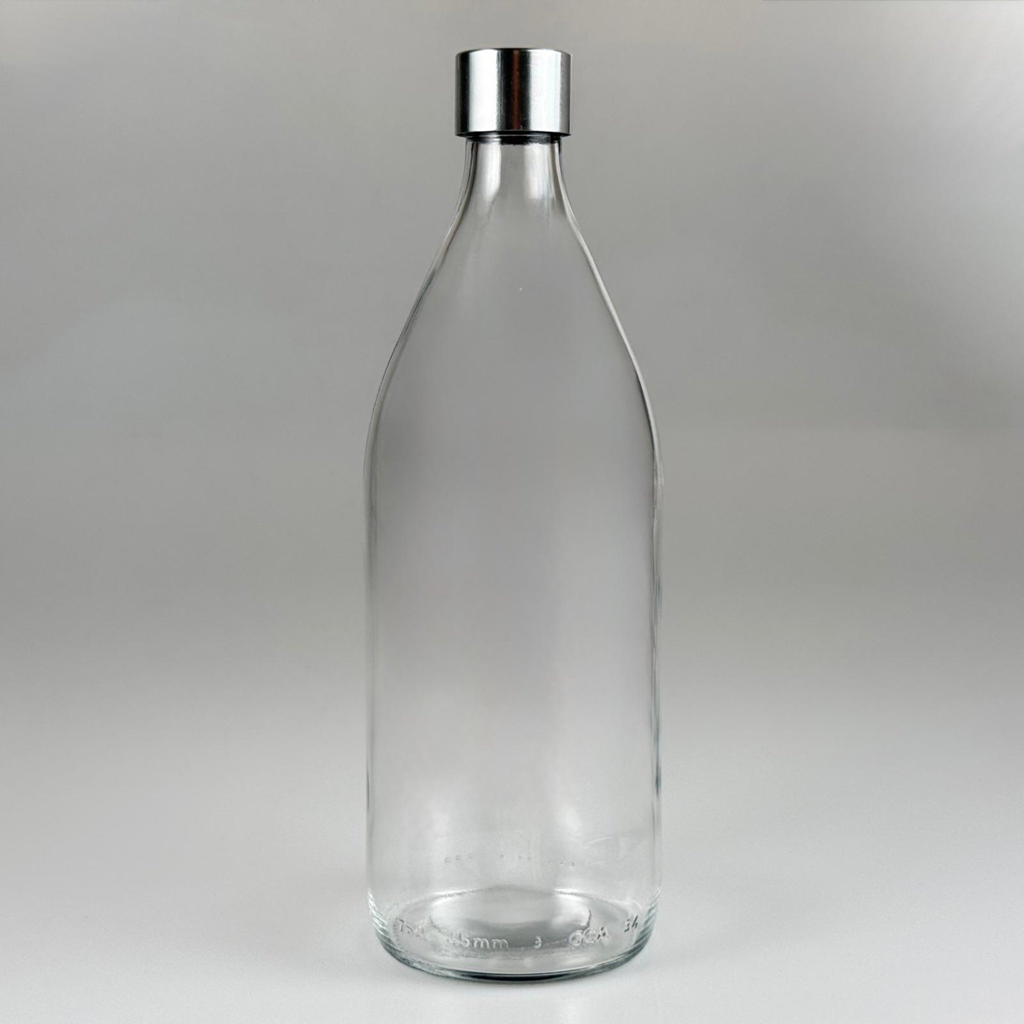 750 CC CAM ŞİŞE + ALÜMİNYUM KAPLAMALI GÜMÜŞ KAPAKLI TAKIM - 750 ML CAM SU ŞİŞESİ