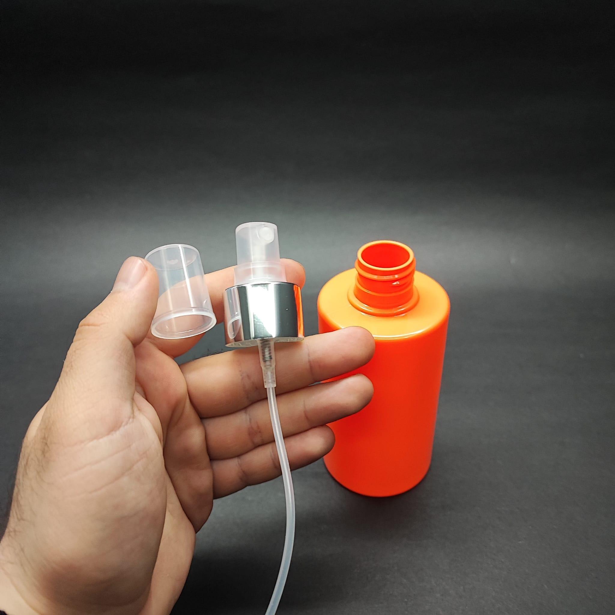 200 CC KÜT BOYUNLU SİLİNDİR PET ŞİŞE (24 GR) - GÜMÜŞ SPREYLİ - 200 ML PLASTİK ŞİŞE - TURUNCU