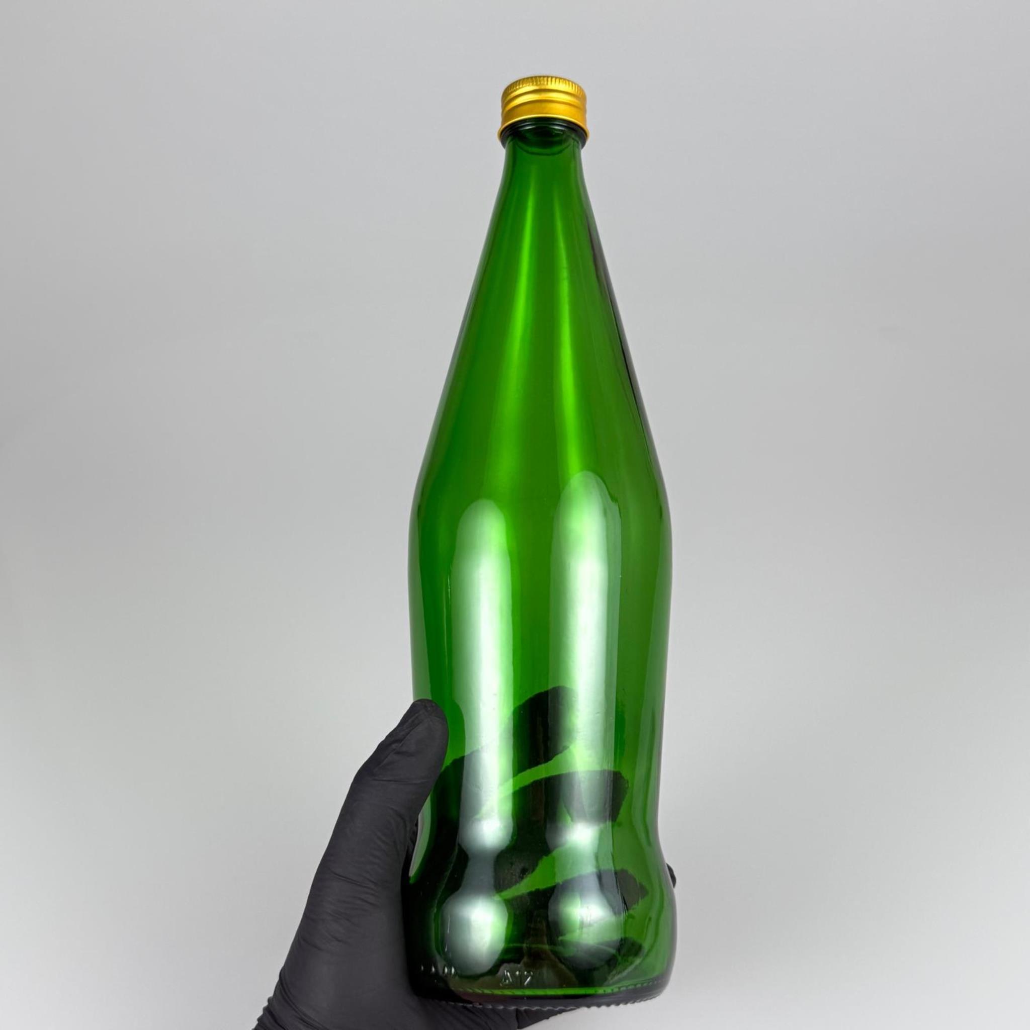 750 CC YEŞİL CAM ŞİŞE - GOLD METAL KAPAKLI - 750 ML CAM ŞİŞE