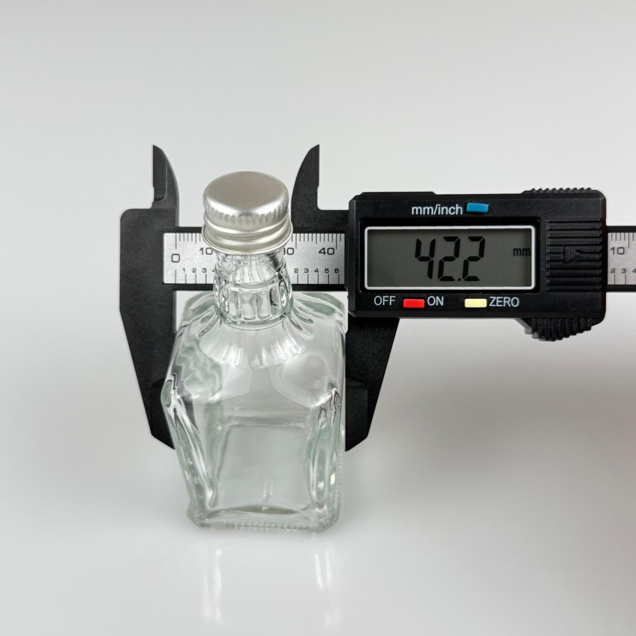 50 CC BOĞAZLI KONİK CAM ŞİŞE - GÜMÜŞ METAL KAPAKLI - 50 ML PRESTİJLİ ŞİŞE