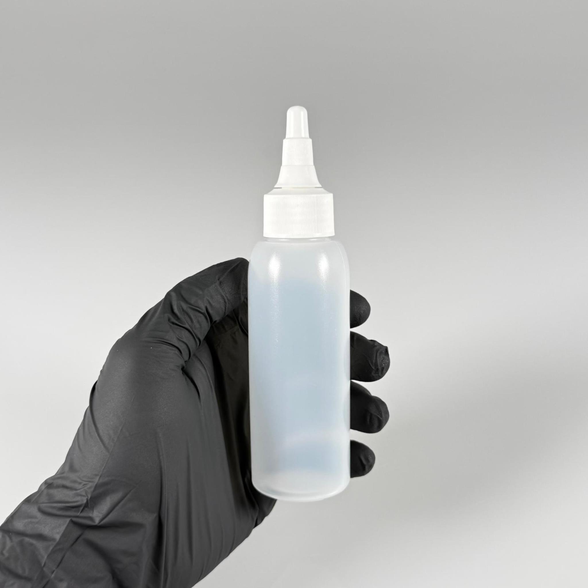 100 ML SIKILABİLİR YUMUŞAK PE PLASTİK ŞİŞE - BEYAZ ASANSÖR SİVRİ KARTUŞ KAPAKLI - 100 cc sos, yağ, kartuş, mürekkep vb için boş şişeler