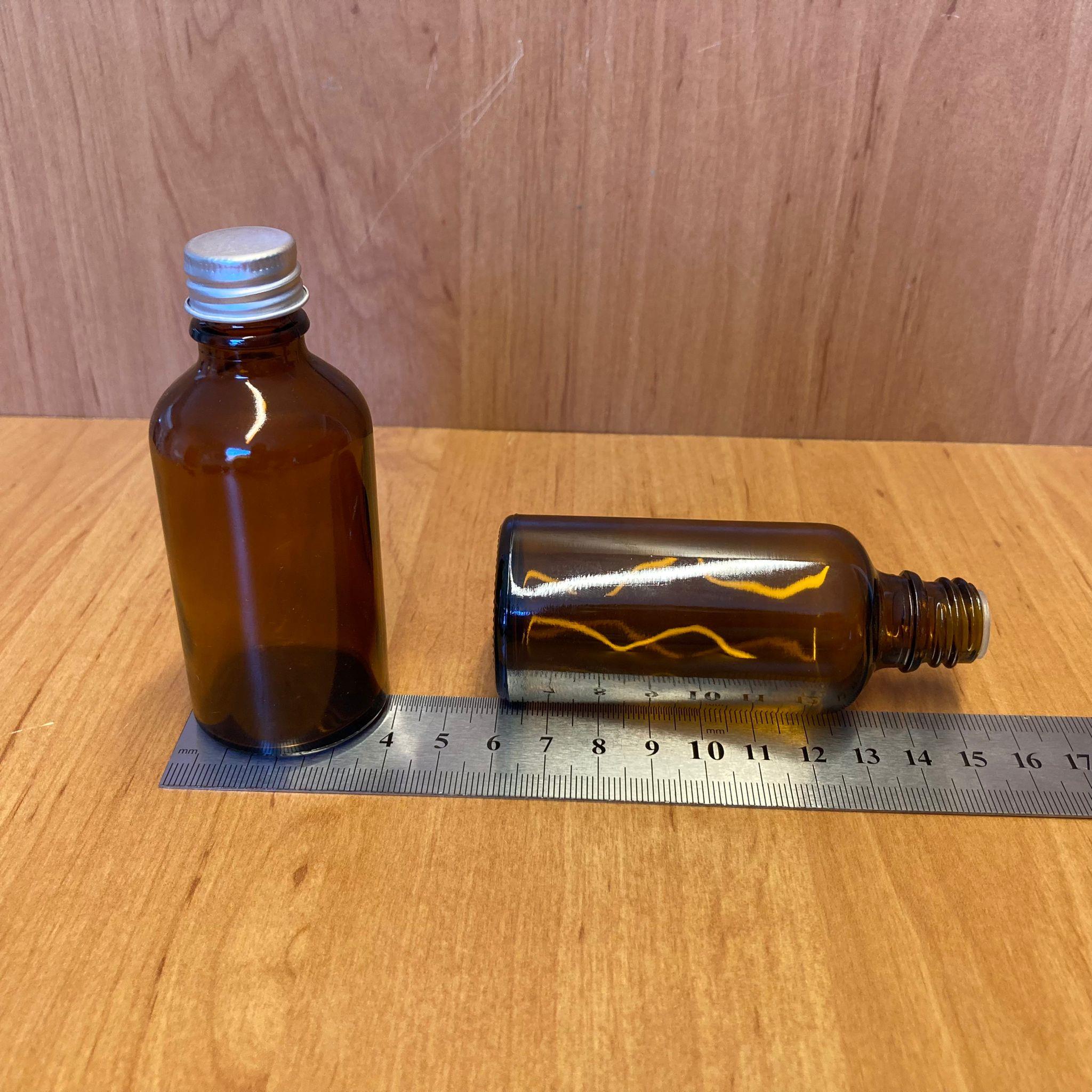 50 CC AMBER İÇTEN DAMLALIKLI - GÜMÜŞ METAL KAPAKLI CAM ŞİŞE - 50 ML KOLONYA TIPALI CAM ŞİŞE