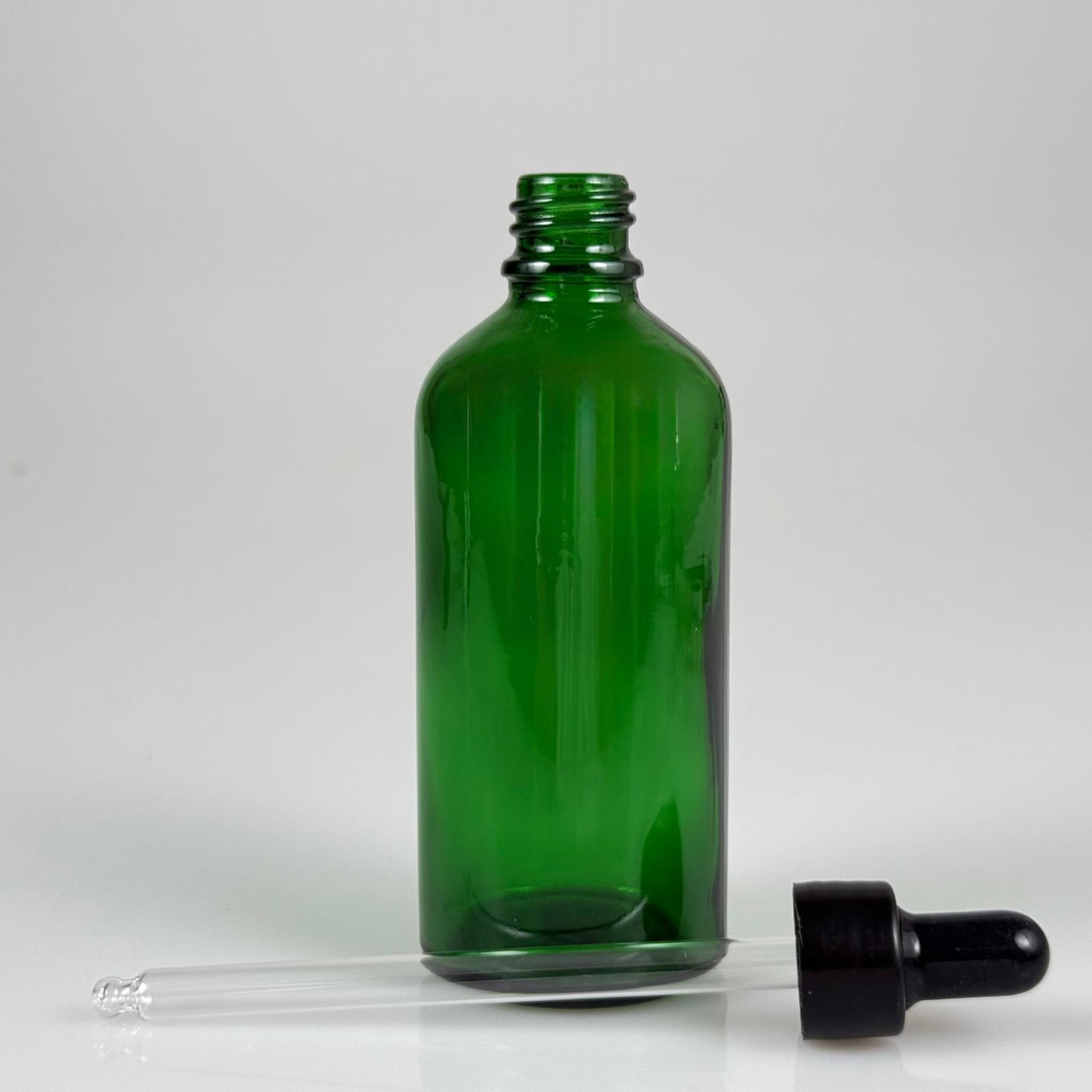 100 CC YEŞİL CAM DAMLALIKLI ŞİŞE - SİYAH EMZİK + SİYAH DÜZ KAPAK + CAM PİPET TAKIM - 100 ML YEŞİL DAMLALIKLI ŞİŞE SETİ