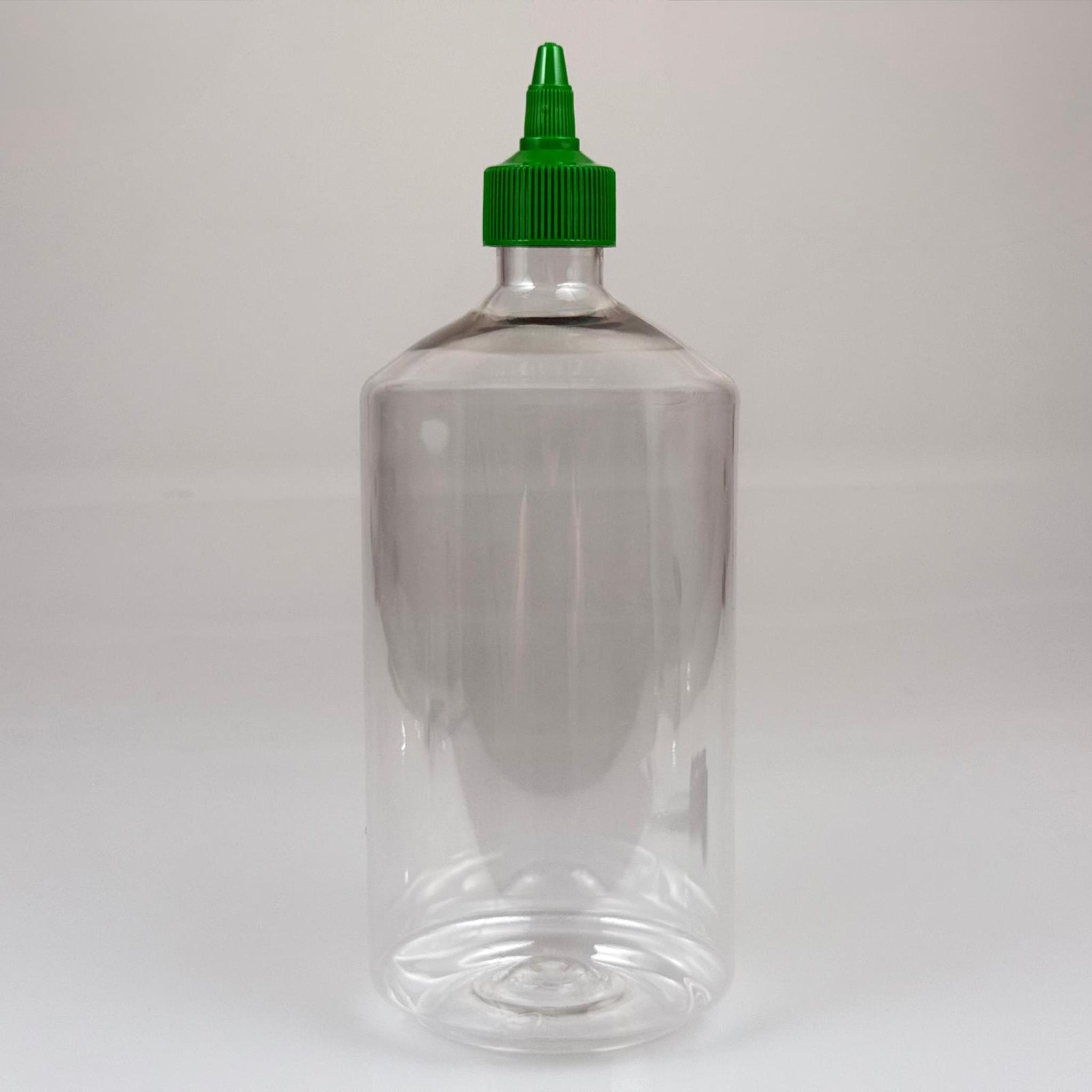ZEYTİNYAĞI, SOS, ACI SOS, SİRKE, SRIRACHA VB BOŞ ŞİŞELERİ - YEŞİL SİVRİ TWİST AKITICI KAPAK + 1000 ML ŞEFFAF KÜT PET PLASTİK ŞİŞE TAKIM