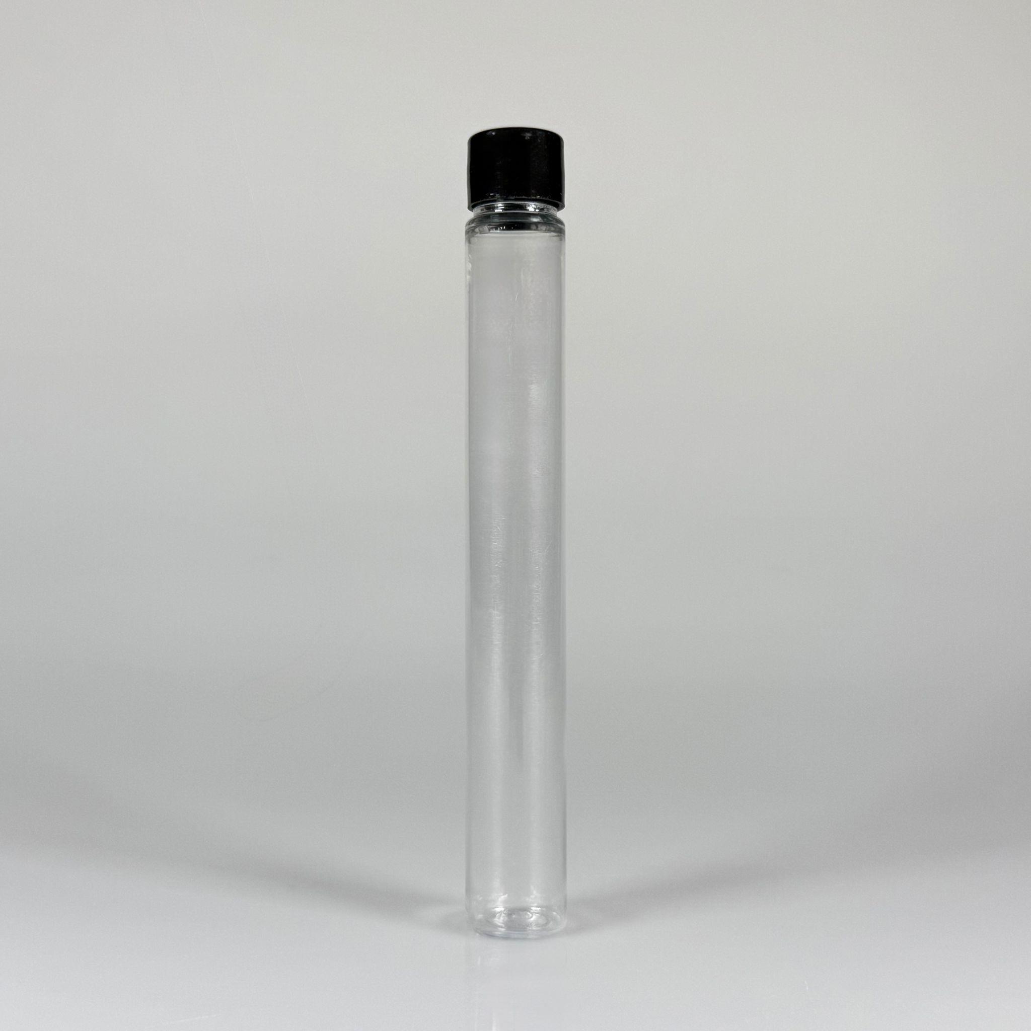 16 CM TÜP - 45 CC UZUN İNCE PET ŞİŞE - SİYAH KAPAKLI  - VANİLYA ÇUBUĞU, BAHARAT, DENEY TÜPÜ VB İÇİN PLASTİK TÜP