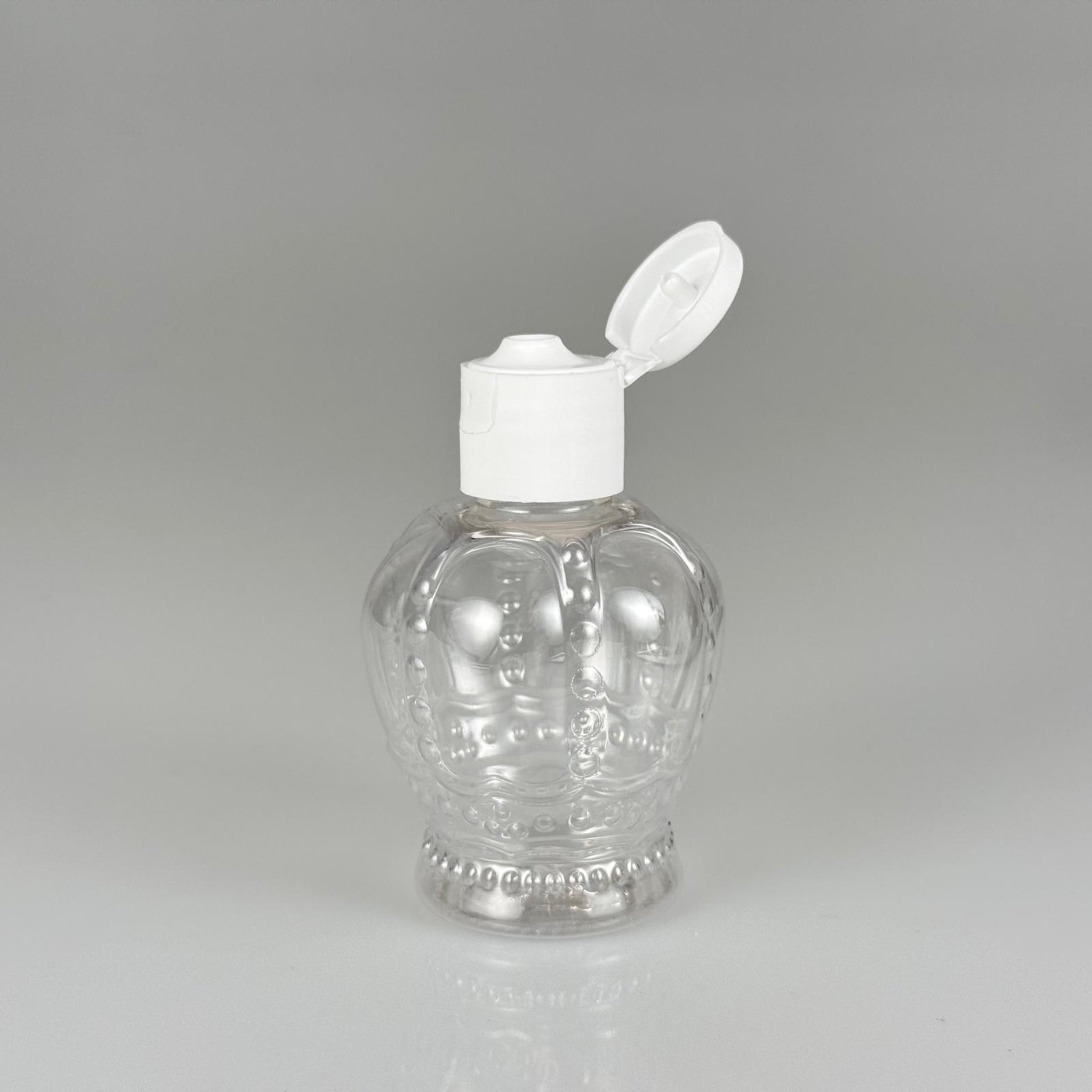 60 CC PET KRAL TACI ŞİŞE -  FLİPTOP BEYAZ AKITICI AÇILIR KAPAKLI - 60 ML BOŞ PLASTİK KOLONYA ŞİŞELERİ