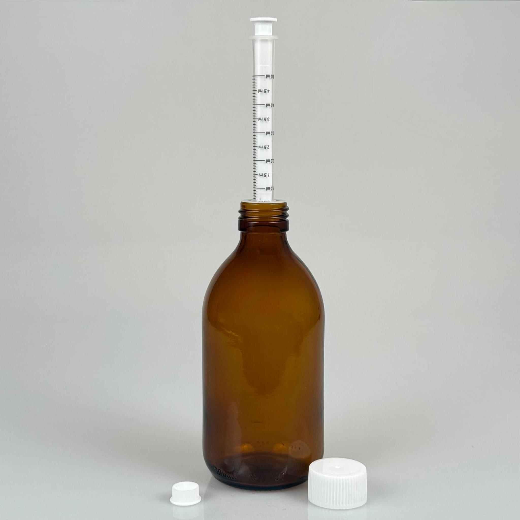 300 ML CAM ECZA ŞİŞESİ + 5 ML DOZAJ PİPETİ + DOZAJ TIPASI + CONTALI PLASTİK KAPAK TAKIM