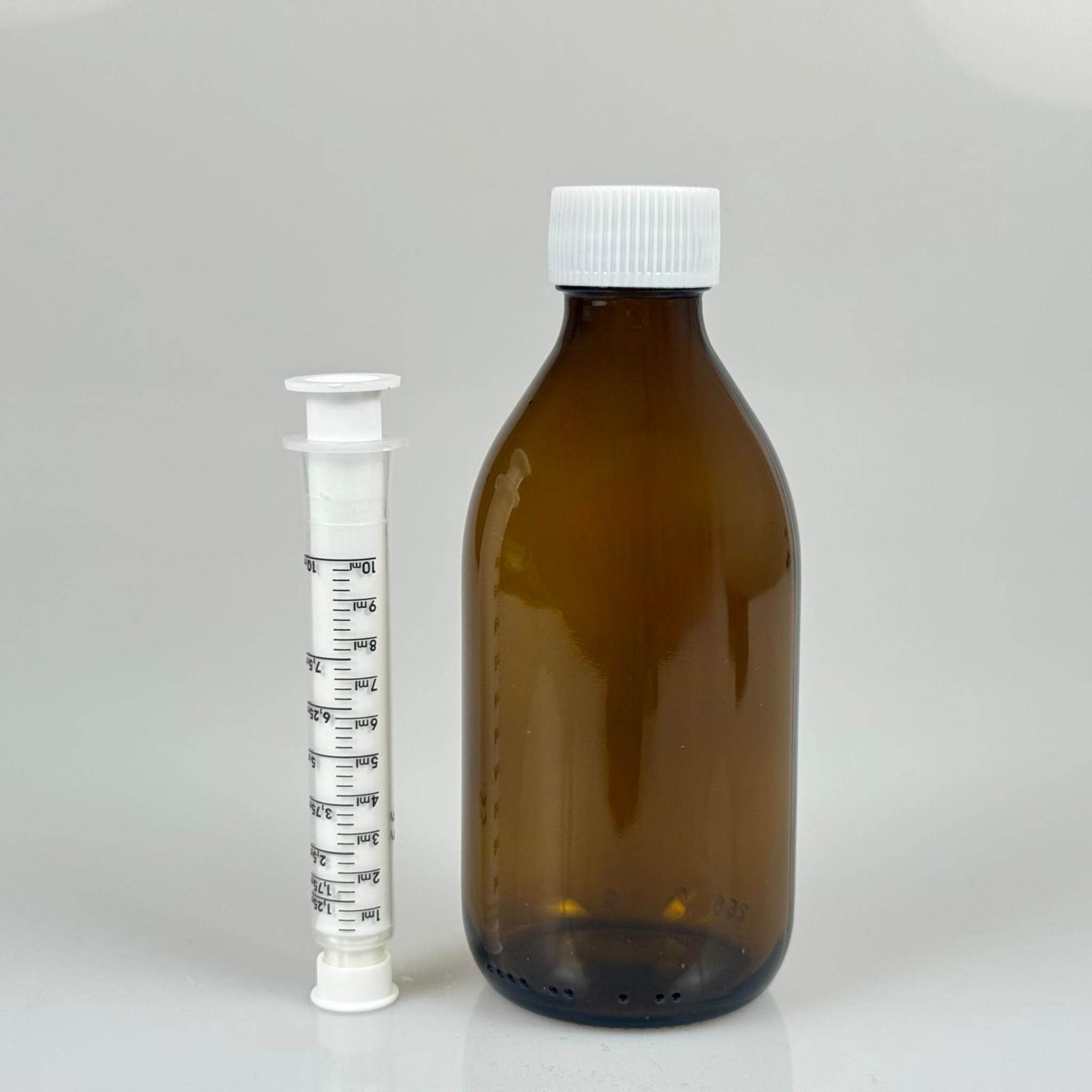 250 ML CAM ECZA ŞİŞESİ + 10 ML DOZAJ PİPETİ + DOZAJ TIPASI + CONTALI PLASTİK KAPAK TAKIM