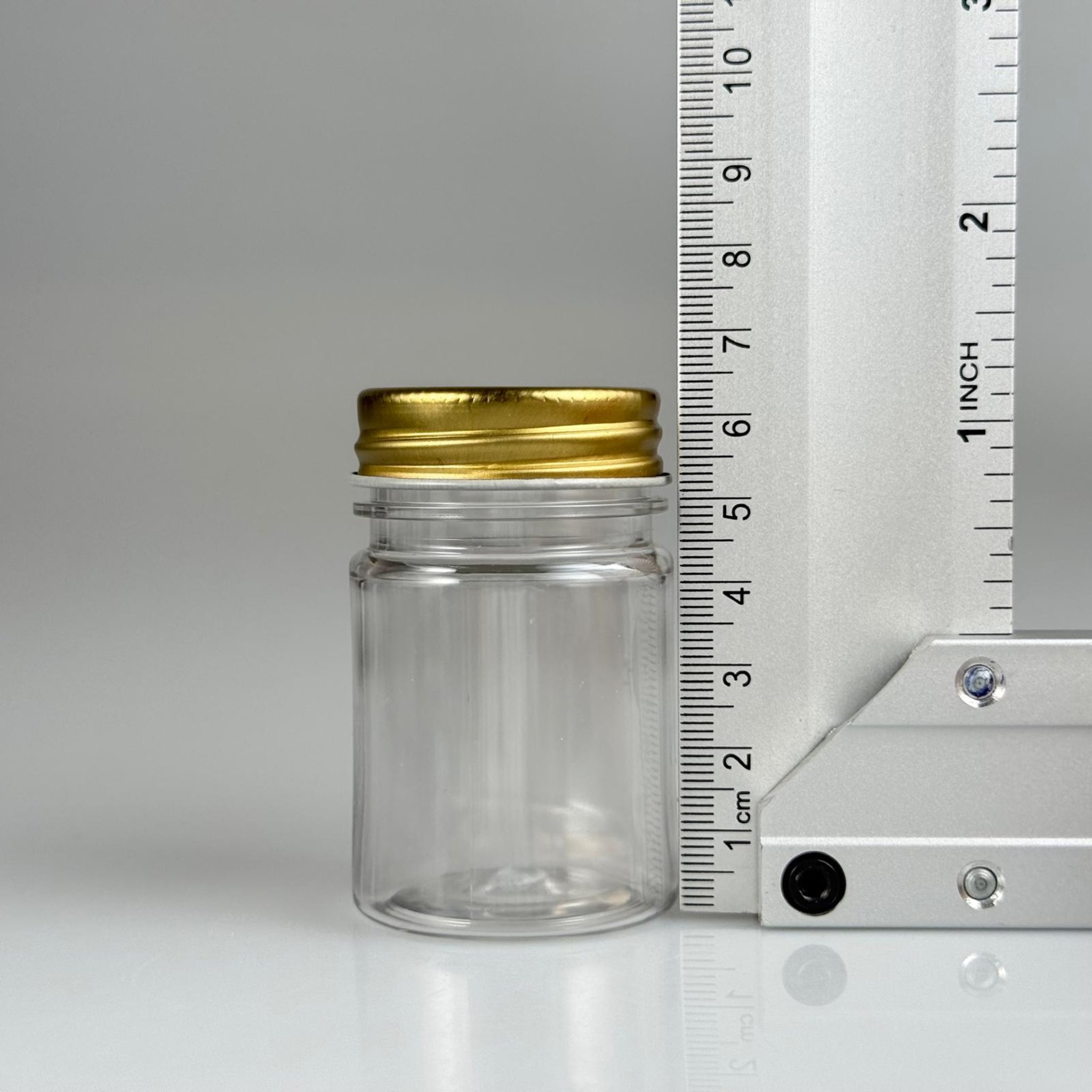 50 CC PET ŞİŞE GENİŞ AĞIZLI  - GOLD METAL KAPAKLI - 50 ML PLASTİK NUMUNE KAVANOZU, MİNİ TABLET KAVANOZU