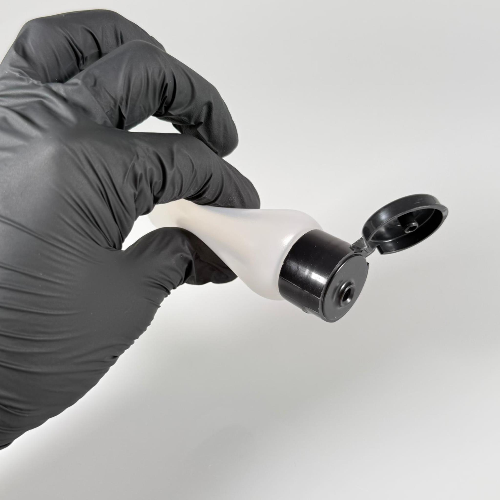 50 ML SIKILABİLİR YUMUŞAK POLİETİLEN PE PLASTİK ŞİŞE - SİYAH FLİPTOP AKITICI ŞAMPUAN KAPAKLI - 50 cc sos, yağ, kartuş, mürekkep vb için boş şişeler