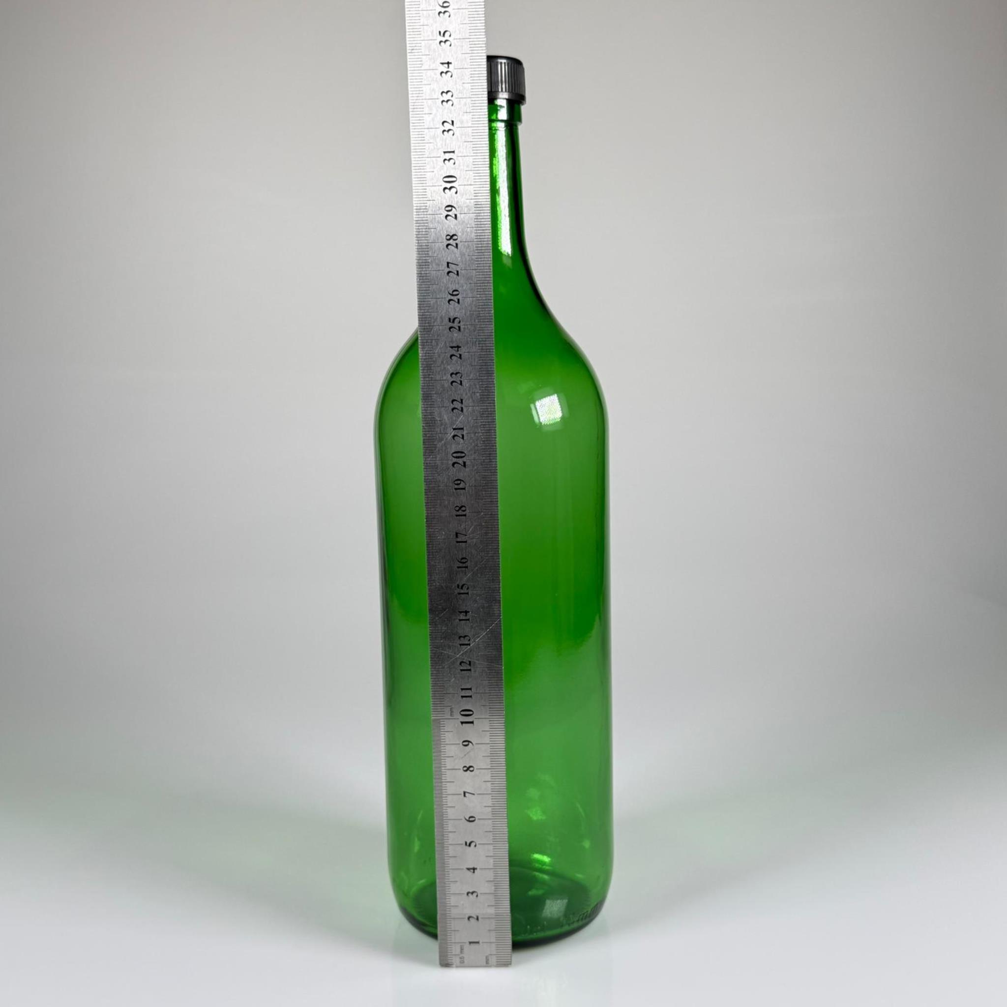 1500 CC YEŞİL CAM ŞİŞE - SİYAH PLASTİK KAPAKLI - 1500 ML CAM ŞİŞE - 1,5 LİTRE CAM ŞİŞE