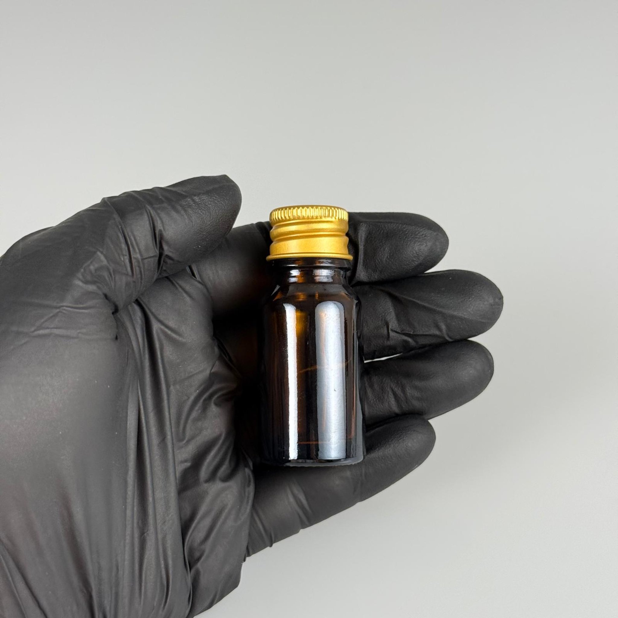 10 CC AMBER CAM ŞİŞE + KÖPÜK CONTALI GOLD ALÜMİNYUM METAL KAPAKLI TAKIM - 10 ML KAHVERENGİ CAM ŞİŞE
