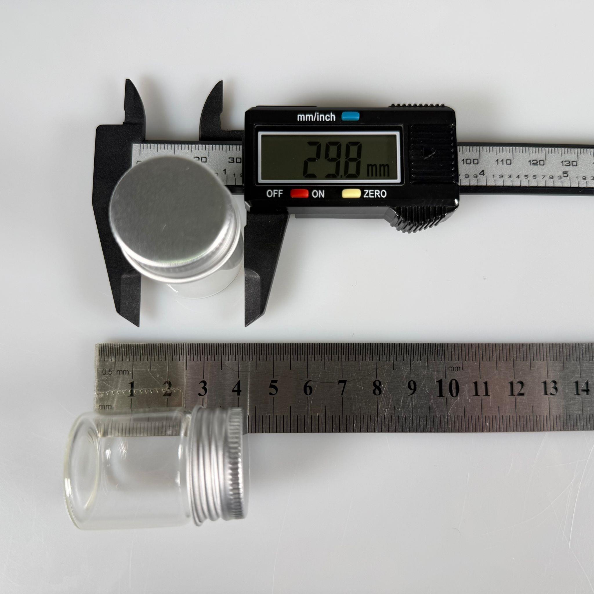 15 CC CAM KAVANOZ + GÜMÜŞ METAL KAPAK + SIZDIRMAZ KÖR TIPA TAKIM