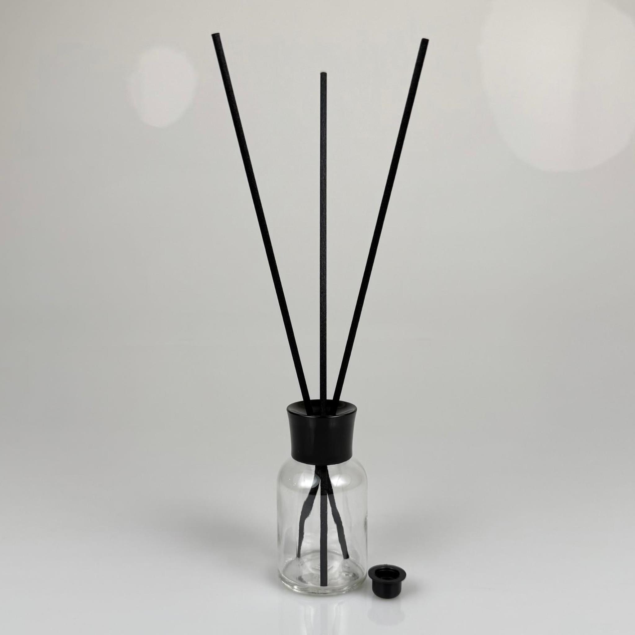 50 CC ŞEFFAF CAM BAMBU ODA KOKUSU ŞİŞESİ - 50 ML ÇUBUKLU BAMBU ODA KOKUSU ŞİŞESİ - DİFÜZÖR ŞİŞE- CAM ŞİŞE + SİYAH LÜX KAPAK + SİYAH TIPA + 3 ADET FİBER SİYAH BAMBU ÇUBUK