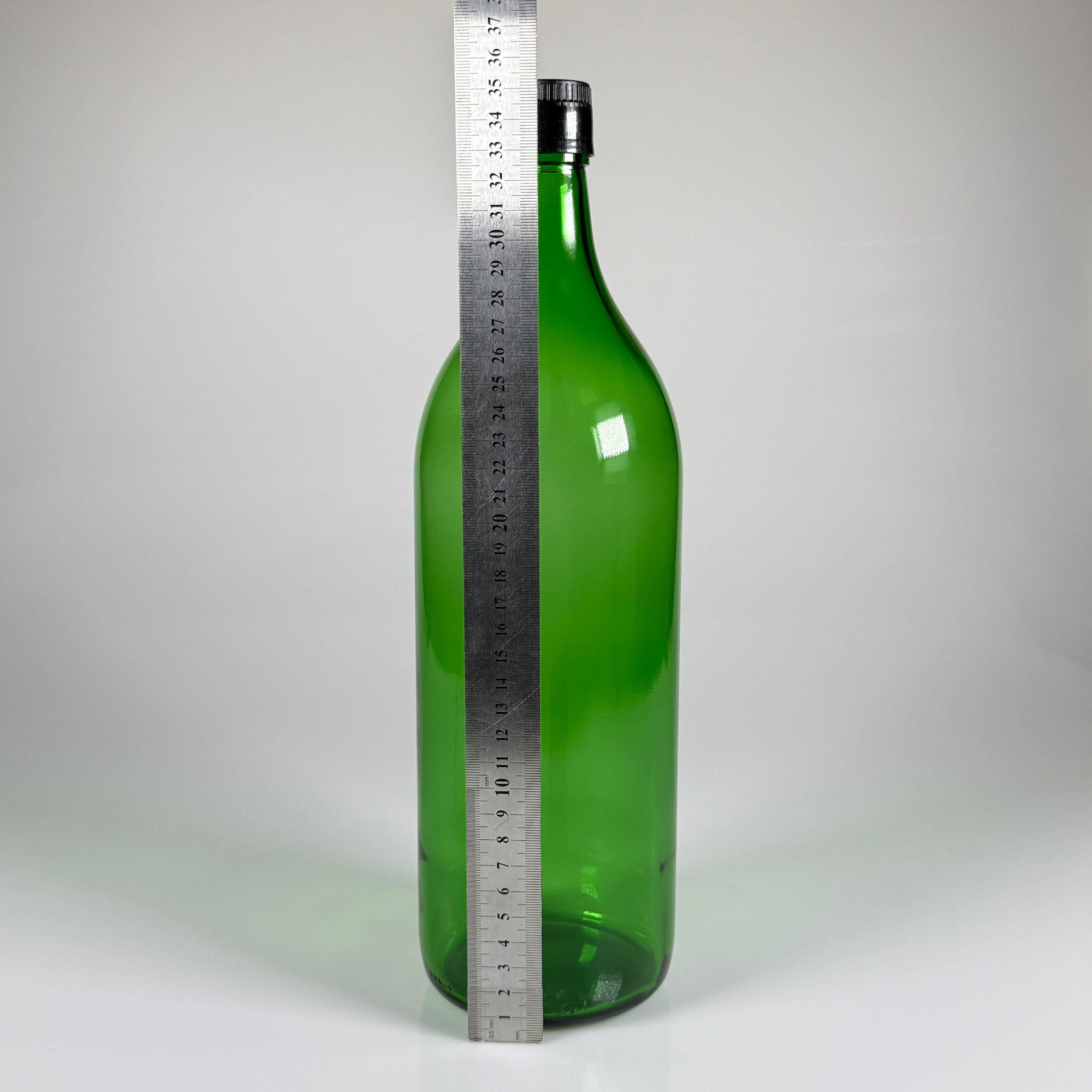 2000 CC CAM ŞİŞE YEŞİL - SİYAH AKITICILI DROP STOP KAPAKLI - 2 LİTRE CAM ŞİŞE - 2 LT CAM ŞİŞE