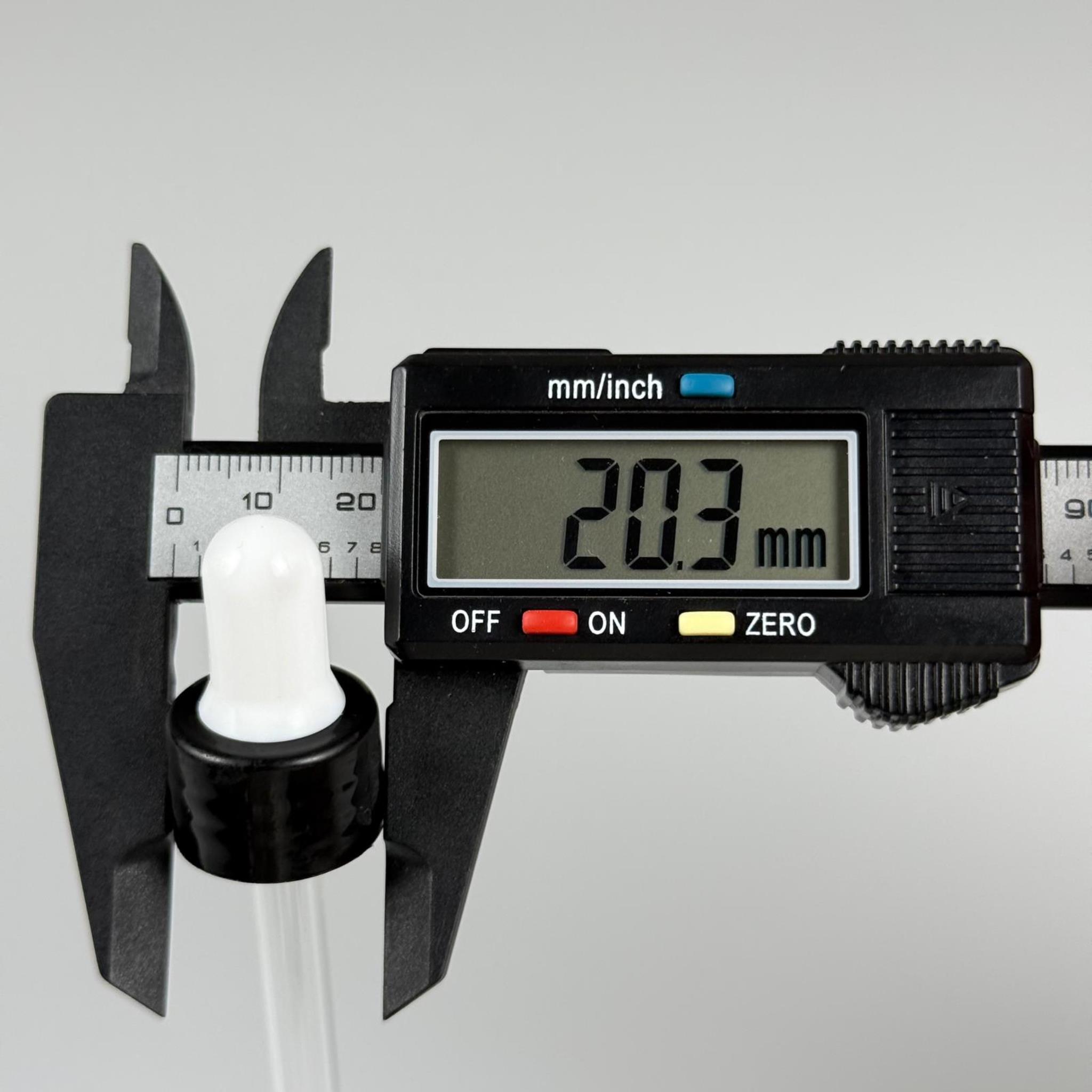 18 MM CAM DAMLALIKLI TAKIM - BEYAZ EMZİK + DELİKLİ PLASTİK DÜZ SİYAH KAPAK + 110 MM CAM PİPET