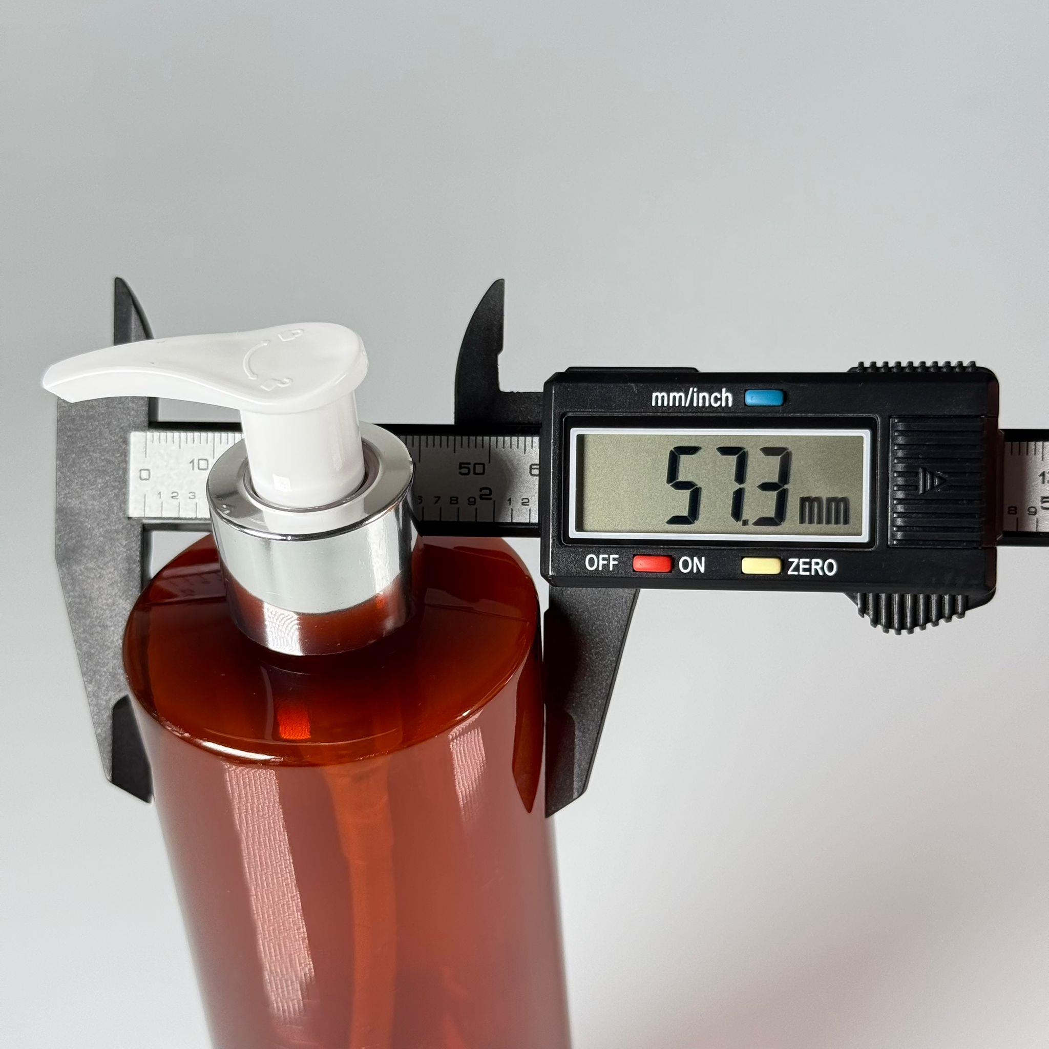 400 CC KÜT BOYUNLU SİLİNDİR PET ŞİŞE (30 GR) - GÜMÜŞ SIVI SABUN POMPALI - 400 ML PLASTİK ŞİŞE - AMBER