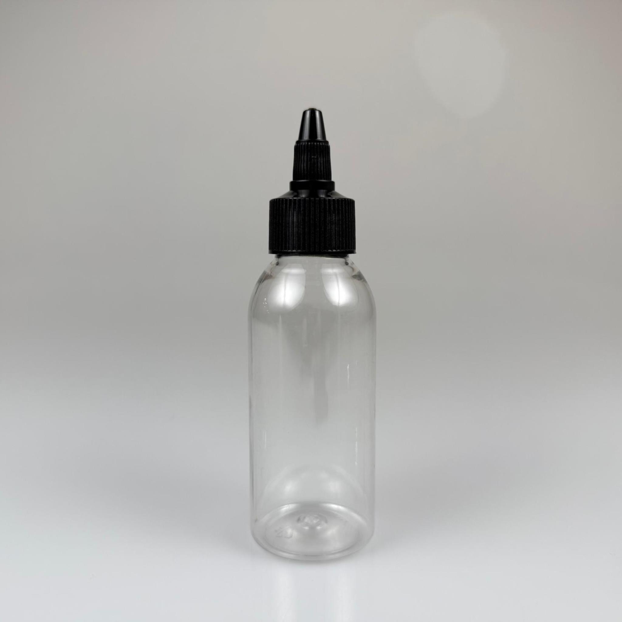 YAĞ, SOS, ACI SOS, SİRKE, SRIRACHA, MÜREKKEP, TUTKAL AKITICI VB BOŞ ŞİŞELERİ - SİYAH SİVRİ TWİST AKITICI KAPAK + 100 ML SERT PET PLASTİK ŞİŞE TAKIM