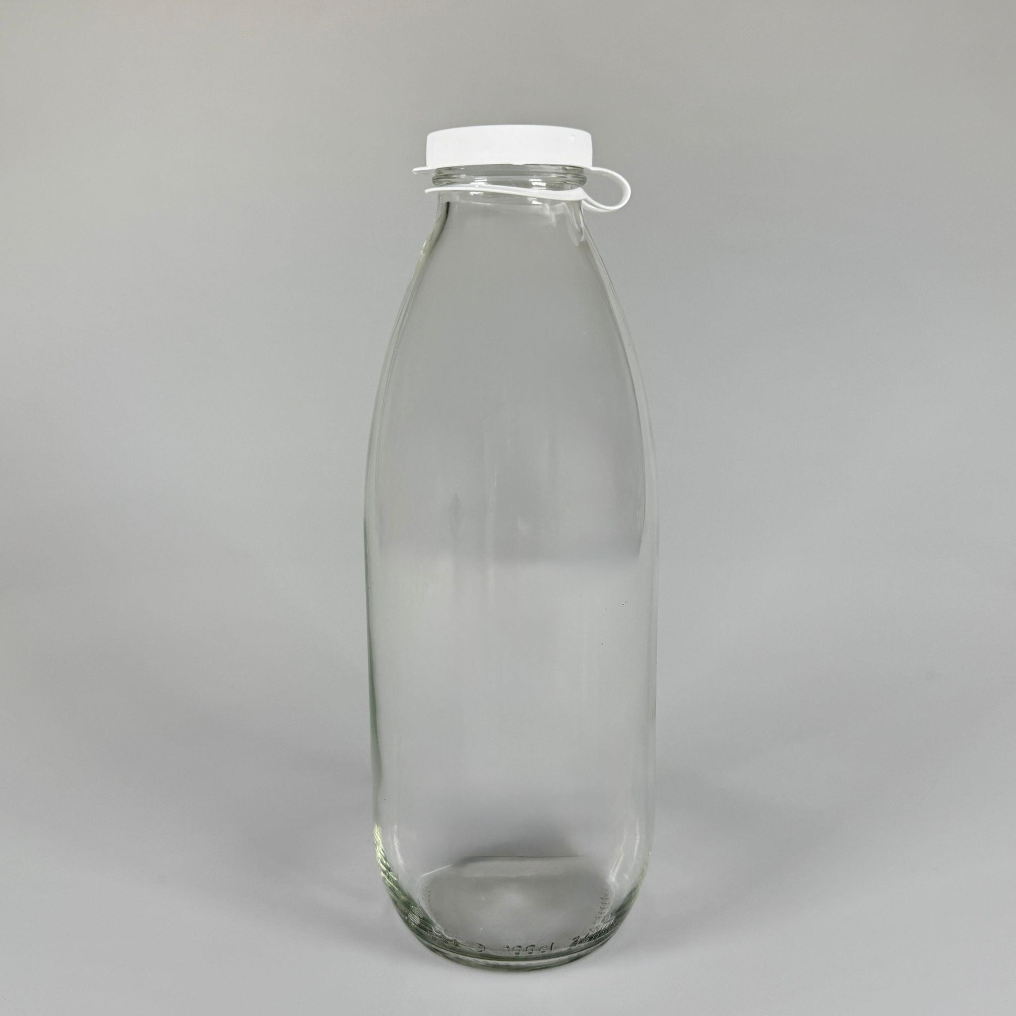 NOSTALJİ ESKİ TİP CAM AYRAN ŞİŞESİ - SÜT, LİMONATA, ŞIRA. ŞERBET. MEYVE SUYU, EV YAPIMI MEŞRUBAT, SMOOTHIE, KOKTEYL VB KAFETERYA, RESTORAN, EV KULLANIMI VB İÇİN - BEYAZ GEÇME KAPAKLI 1000 CC BOŞ CAM ŞİŞELERİ