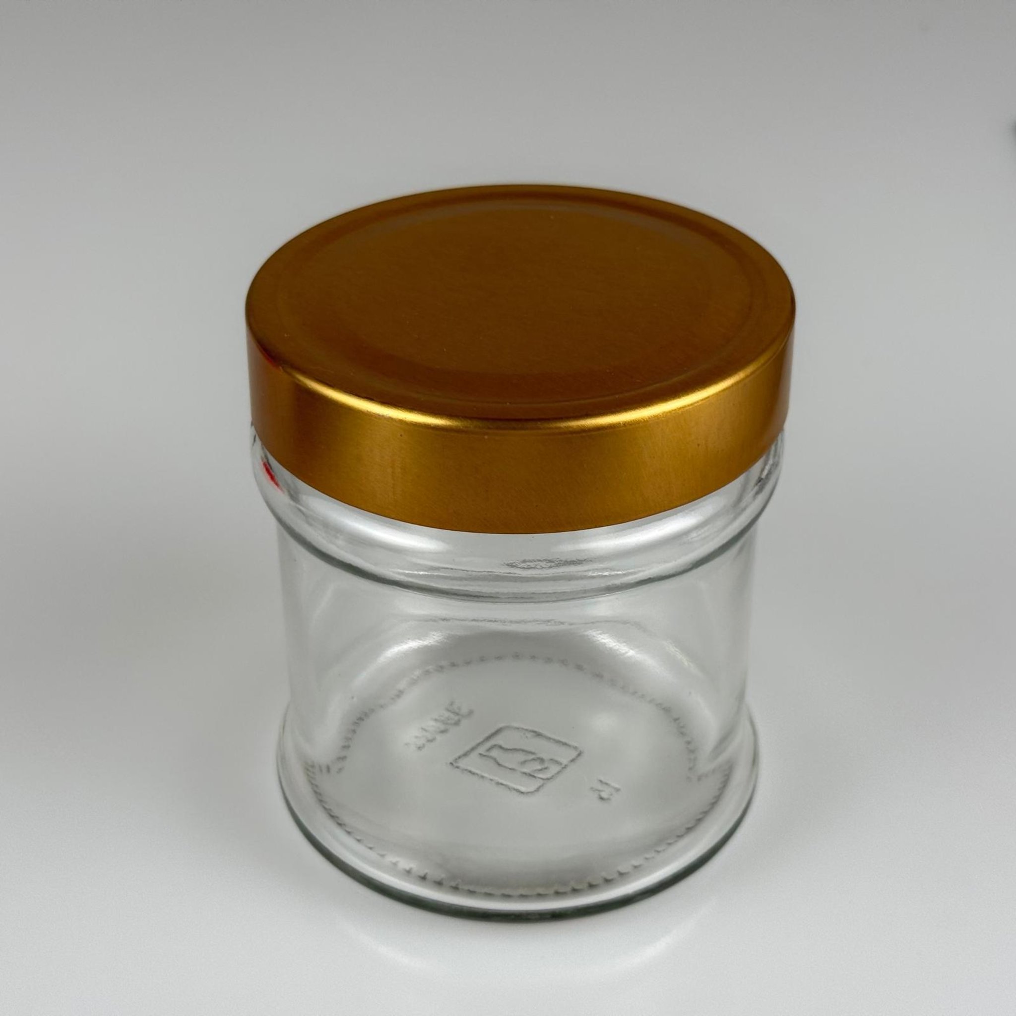 380 CC MAKARA CAM KAVANOZ -  DERİN GOLD LÜKS METAL KAPAKLI - 380 ML CAM KAVANOZ - DERİN ETEK KAPAKLI