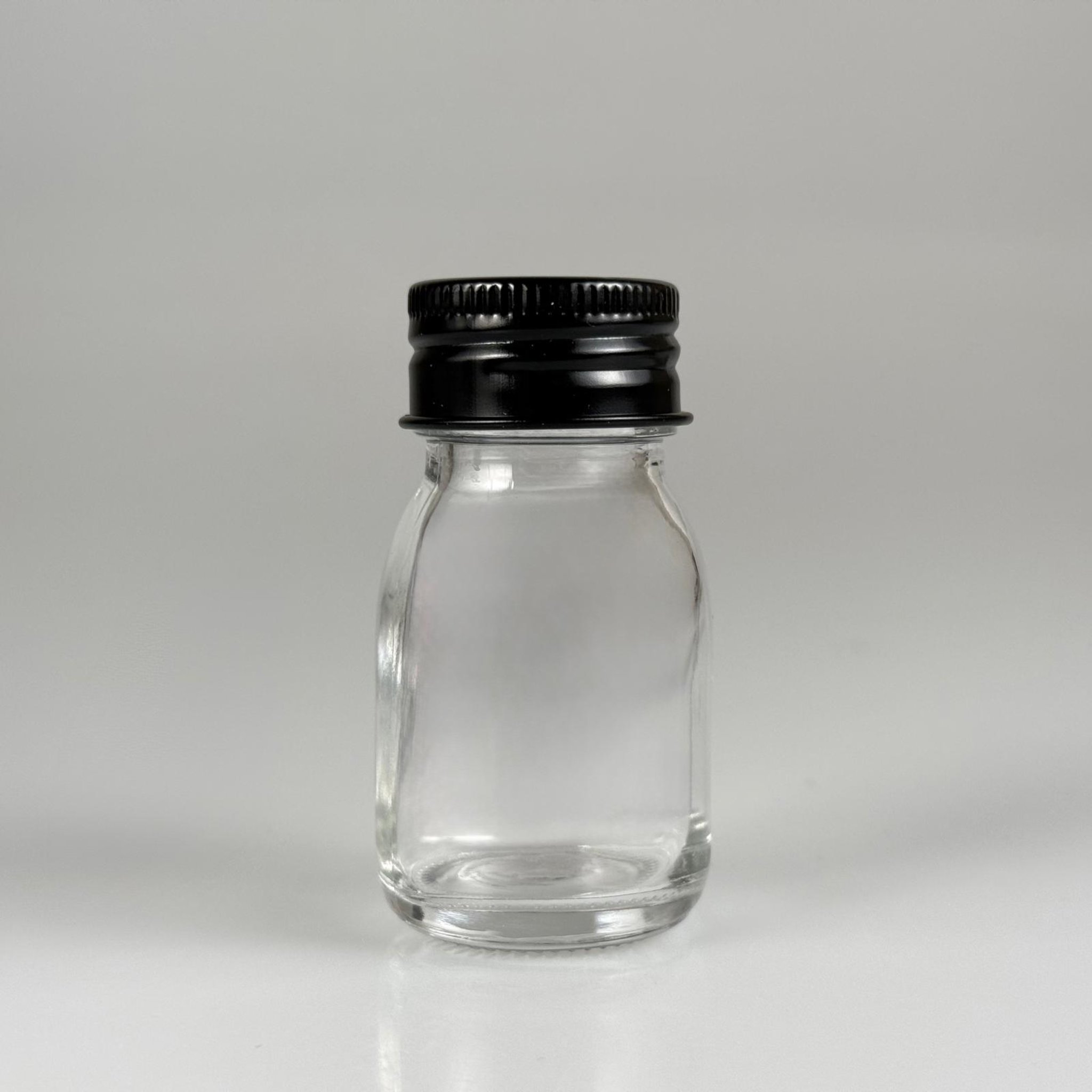 30 CC GENİŞ AĞIZLI ŞEFFAF CAM ŞİŞE + SİYAH METAL KAPAKLI TAKIM - 30 ML ŞEFFAF ŞURUP ECZA ŞİŞESİ - MİNİ ŞEFFAF SHOT VE TADIM ŞİŞESİ